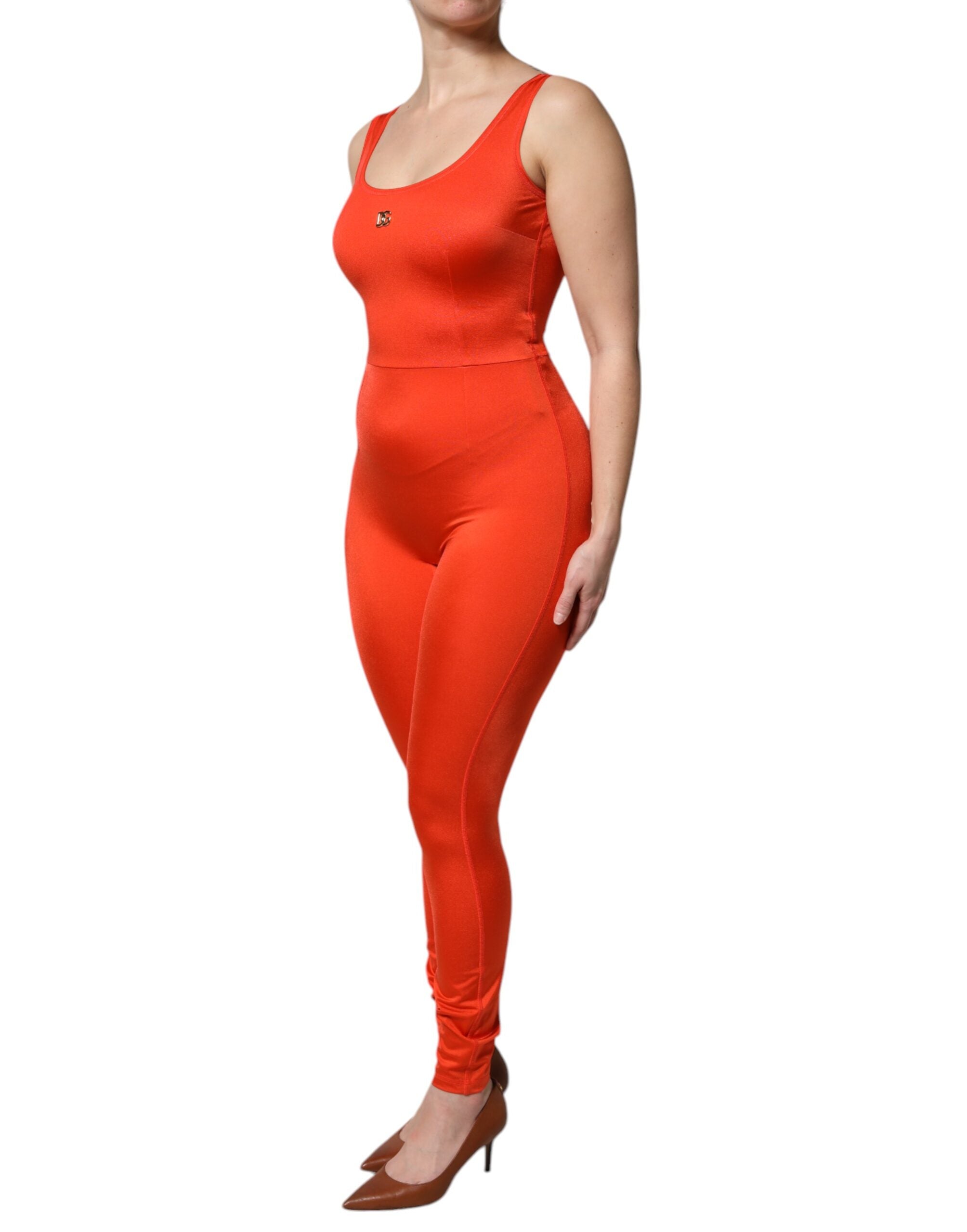 Vestido mono ajustado sin mangas naranja de Dolce & Gabbana-3