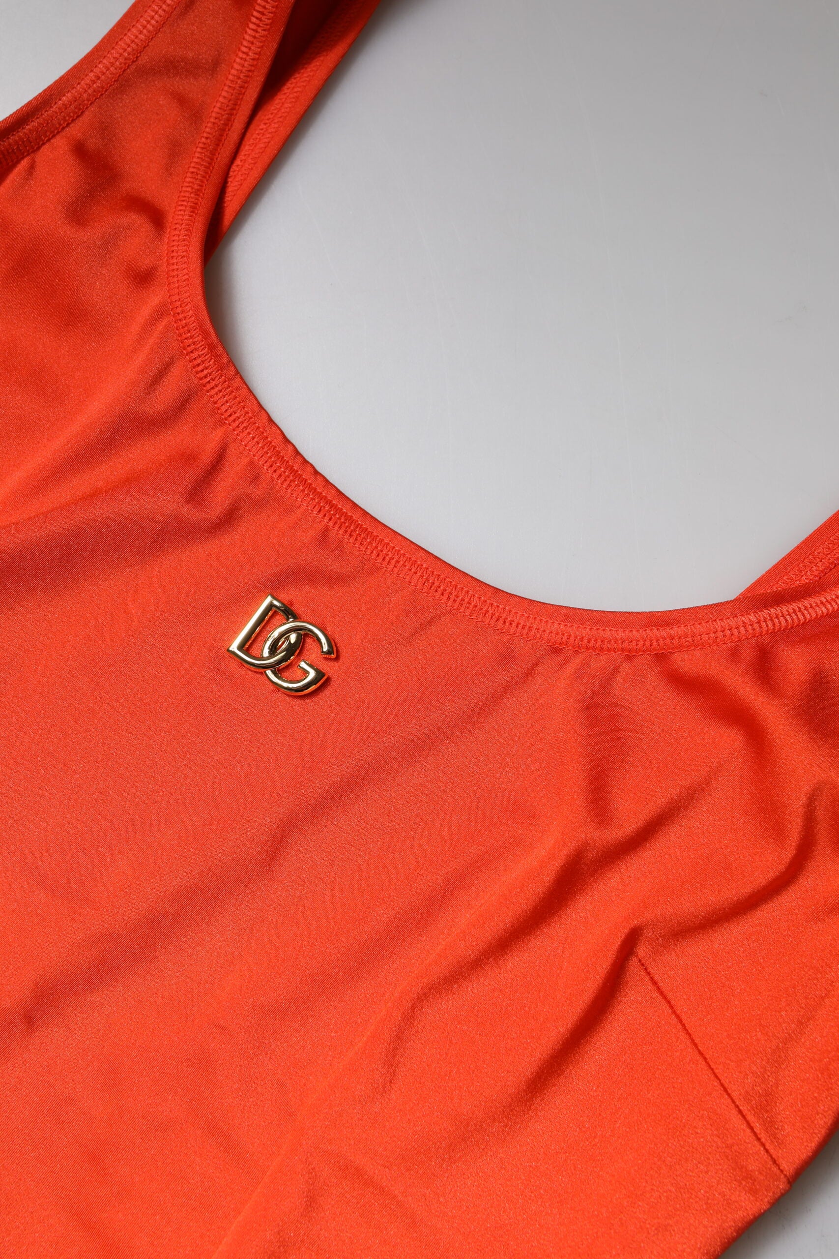 Vestido mono ajustado sin mangas naranja de Dolce & Gabbana-8
