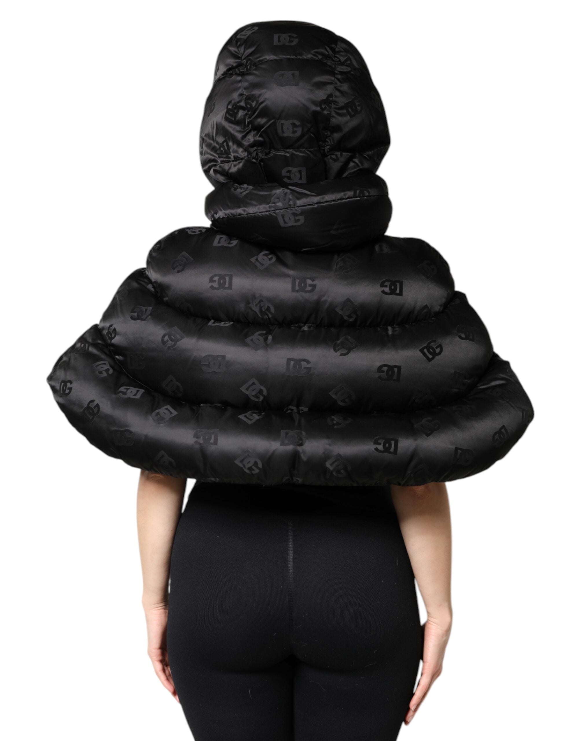 Dolce & Gabbana Black Padded Hooded Jacket with Full Zip and Cropped Jacket-4