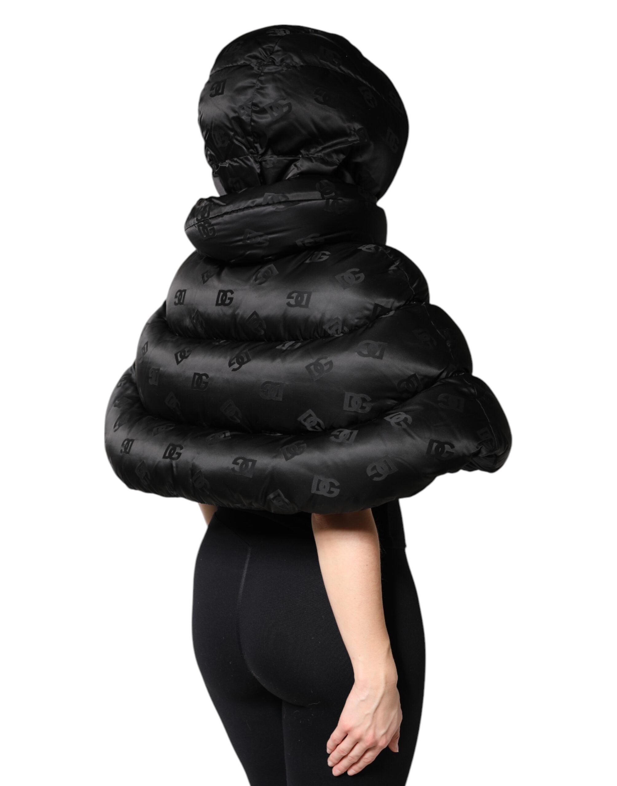 Dolce & Gabbana Black Padded Hooded Jacket with Full Zip and Cropped Jacket-5
