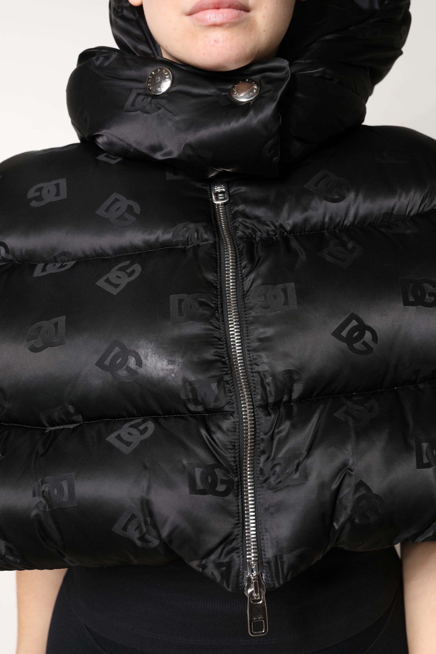 Dolce & Gabbana Black Padded Hooded Jacket with Full Zip and Cropped Jacket-6
