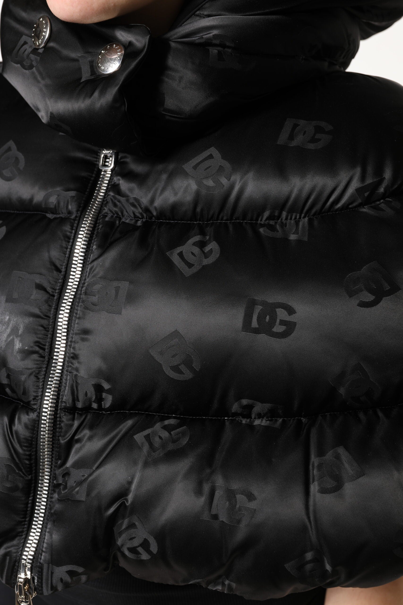 Dolce & Gabbana Black Padded Hooded Jacket with Full Zip and Cropped Jacket-7