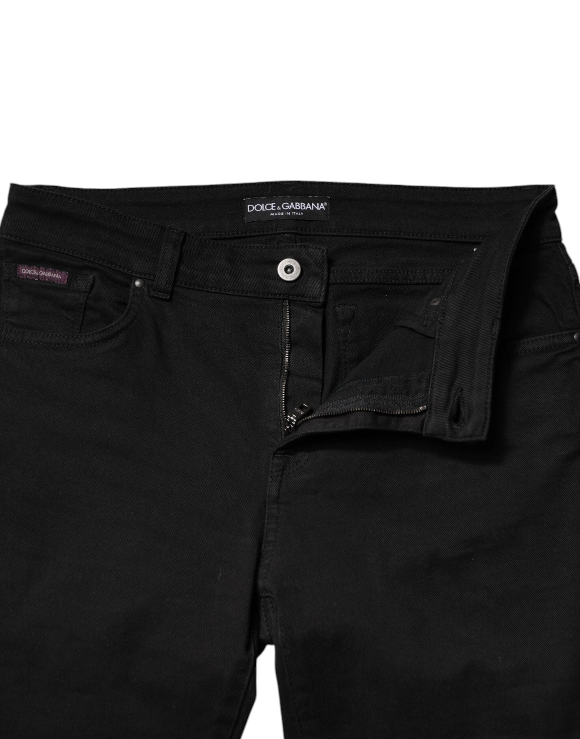 Dolce & Gabbana Schwarze Skinny Denim Jeans mit mittlerer Taille aus Baumwolle-6