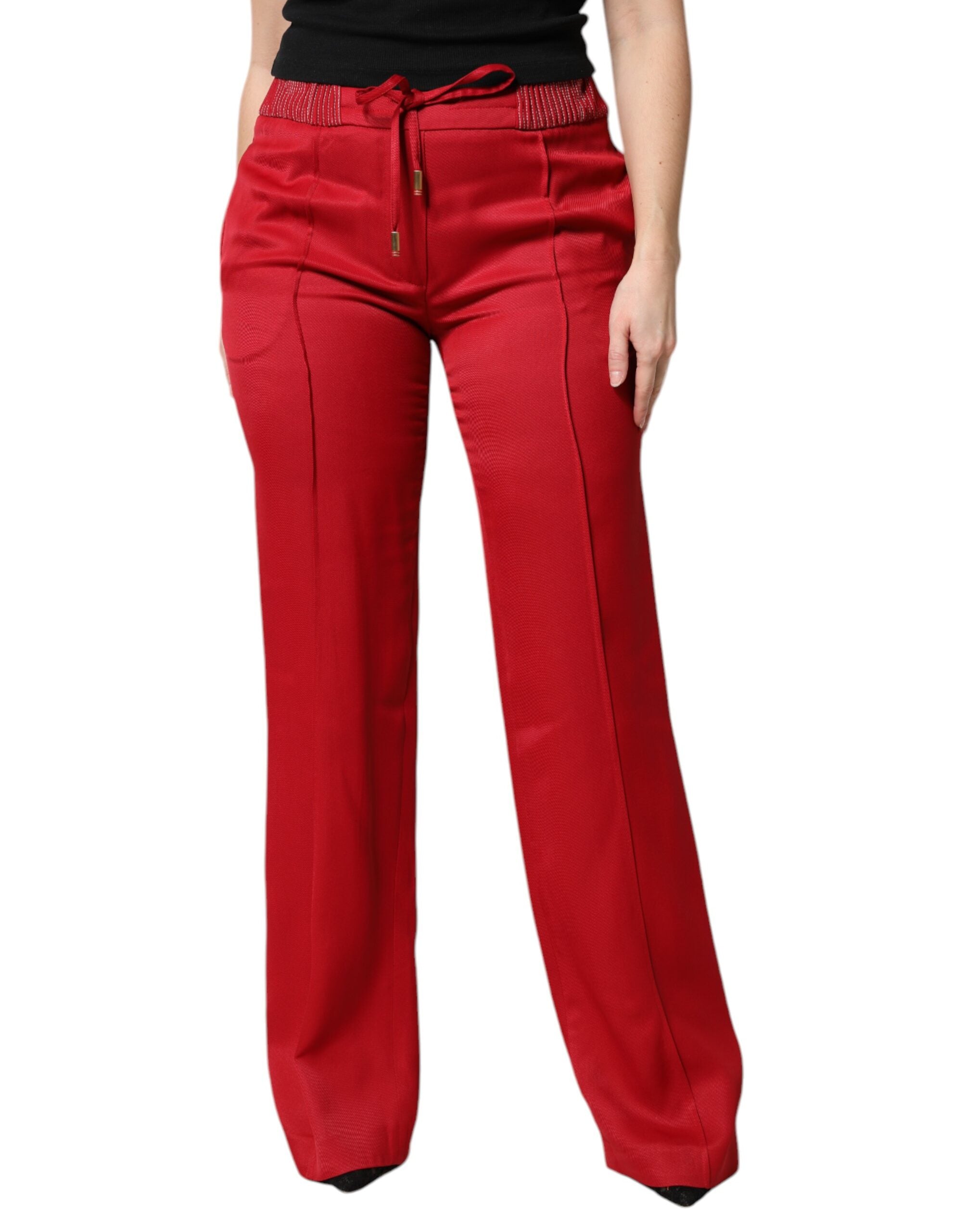 Dolce & Gabbana red viscose trousers in a straight fit-2