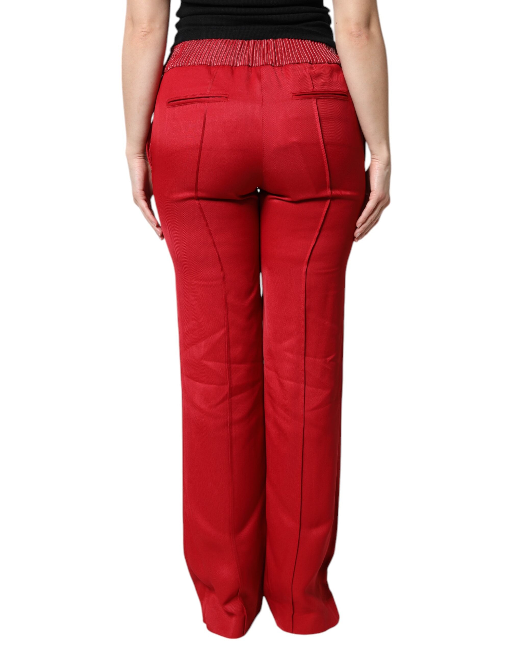Dolce & Gabbana red viscose trousers in a straight fit-4