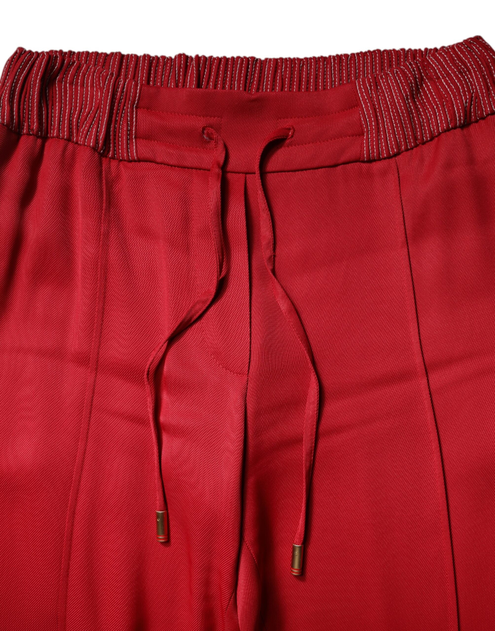 Dolce & Gabbana red viscose trousers in a straight fit-7
