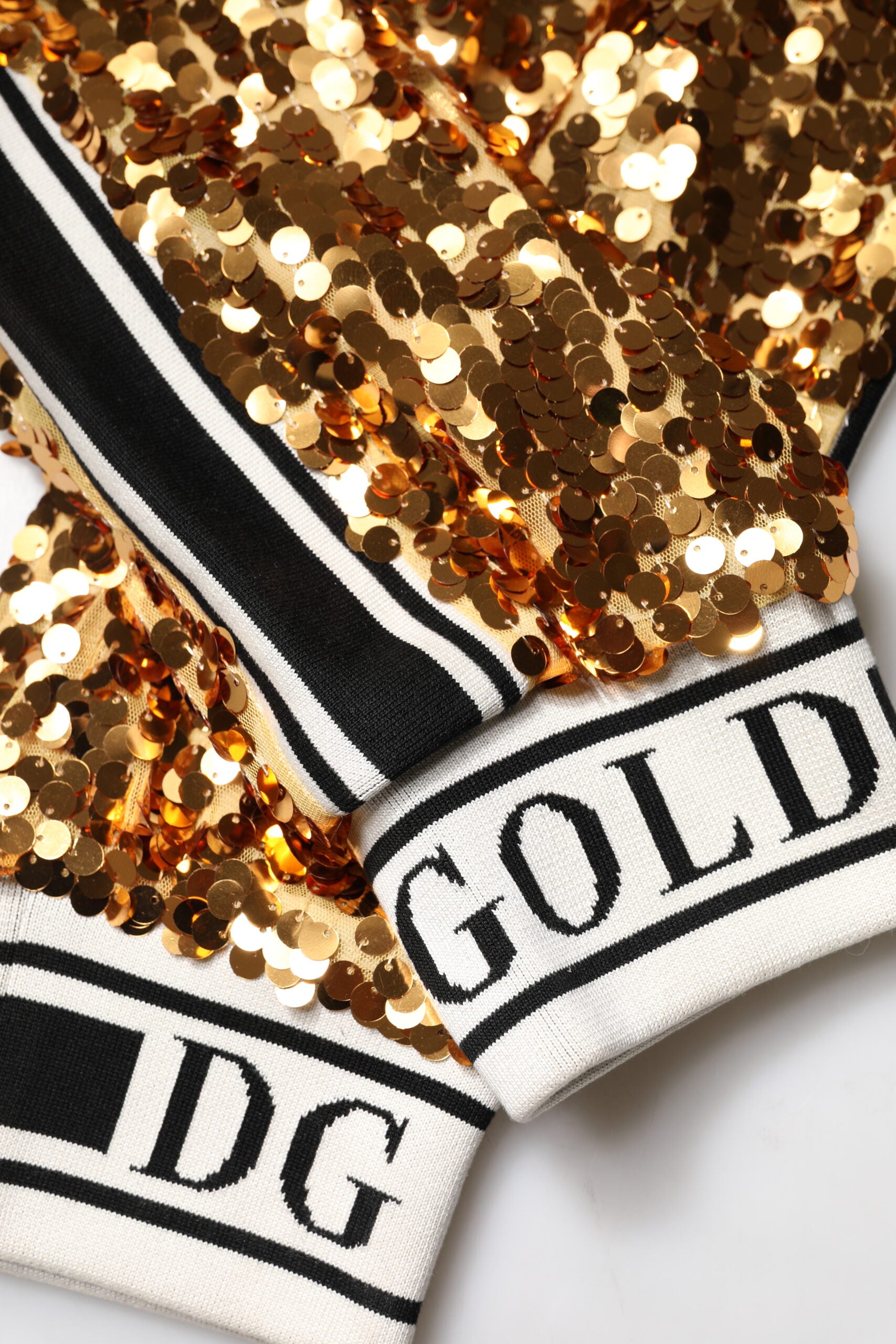 Dolce & Gabbana Metallic Gold DG Logo Sequin Jogger Pants-8