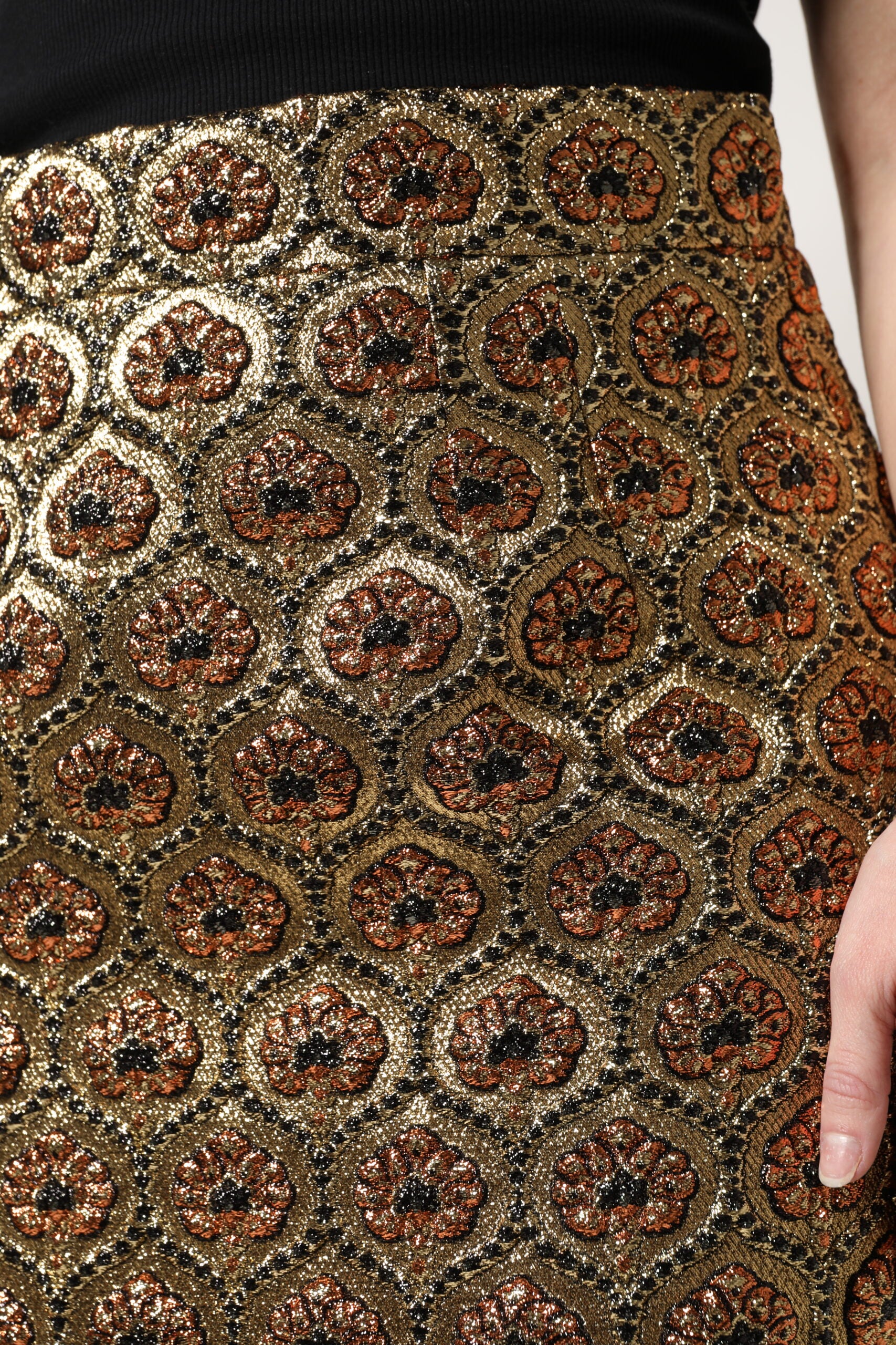 Dolce & Gabbana Brown Polyester Brocade A-Line Mini Skirt-5