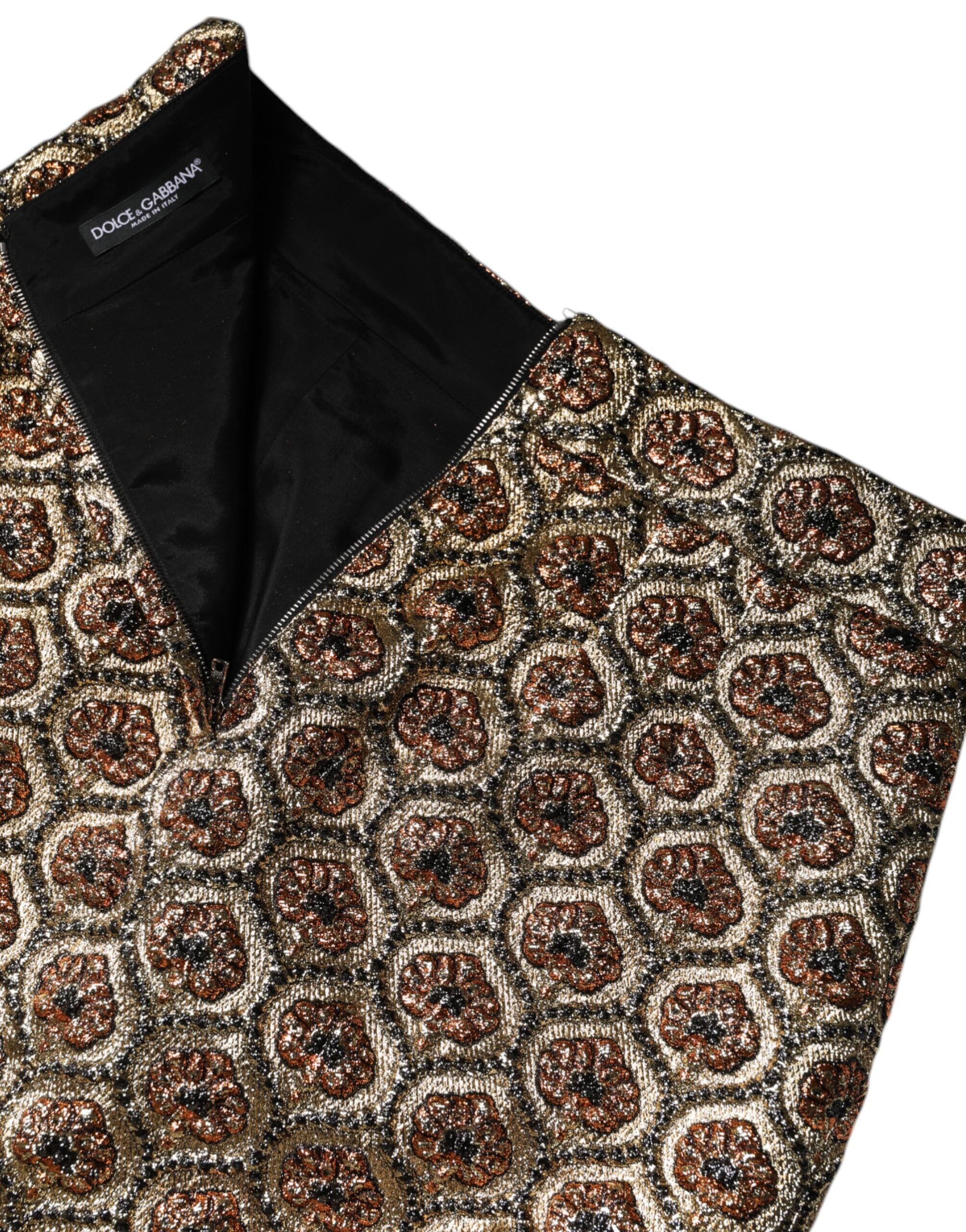 Dolce & Gabbana Brown Polyester Brocade A-Line Mini Skirt-6