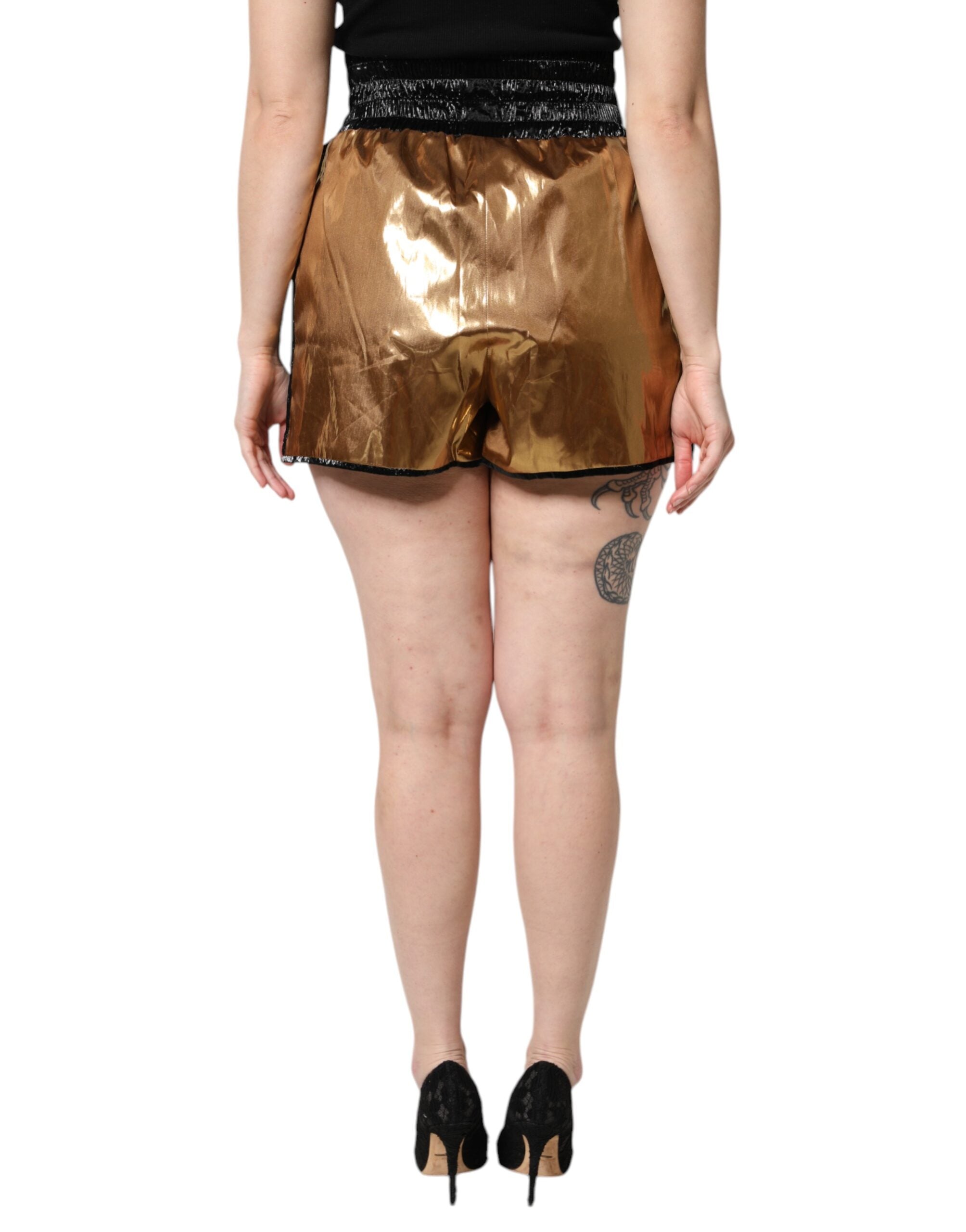 Dolce & Gabbana Metallic Gold High Waist Women's Hotpants Short-4