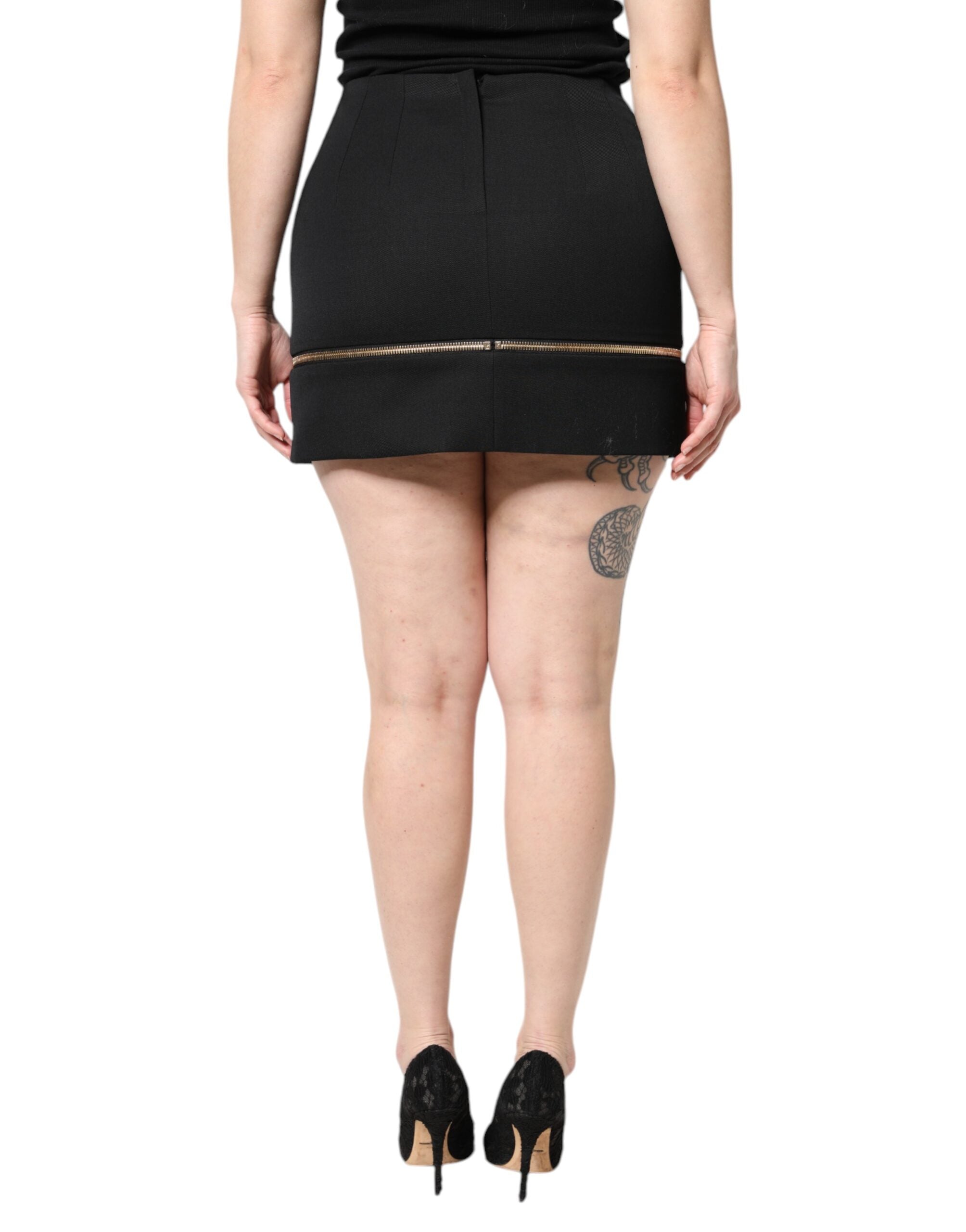 Dolce & Gabbana black high-waisted wool mini skirt-4