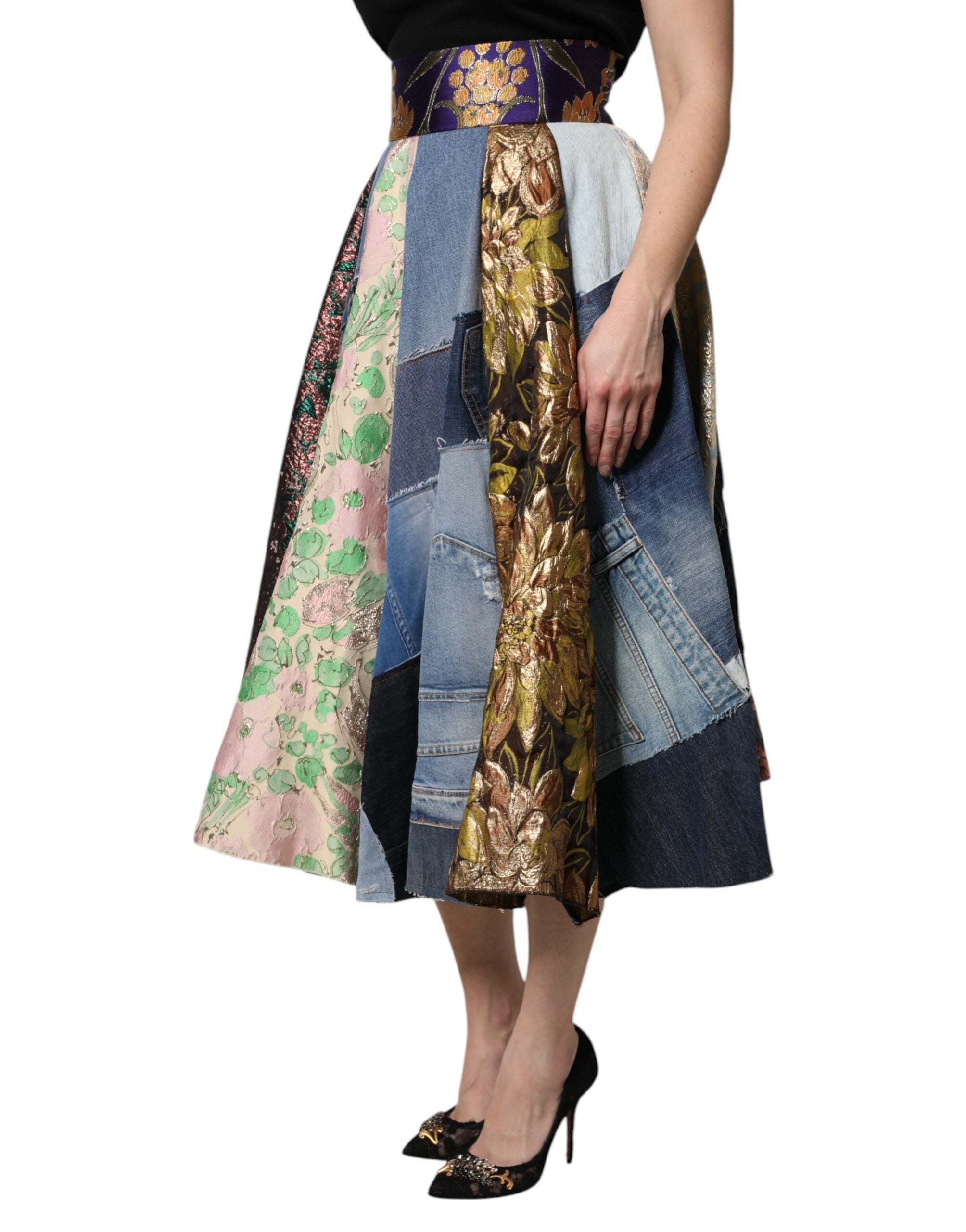 Dolce & Gabbana Multicolor Patchwork High-Waisted Midi Skirt-3