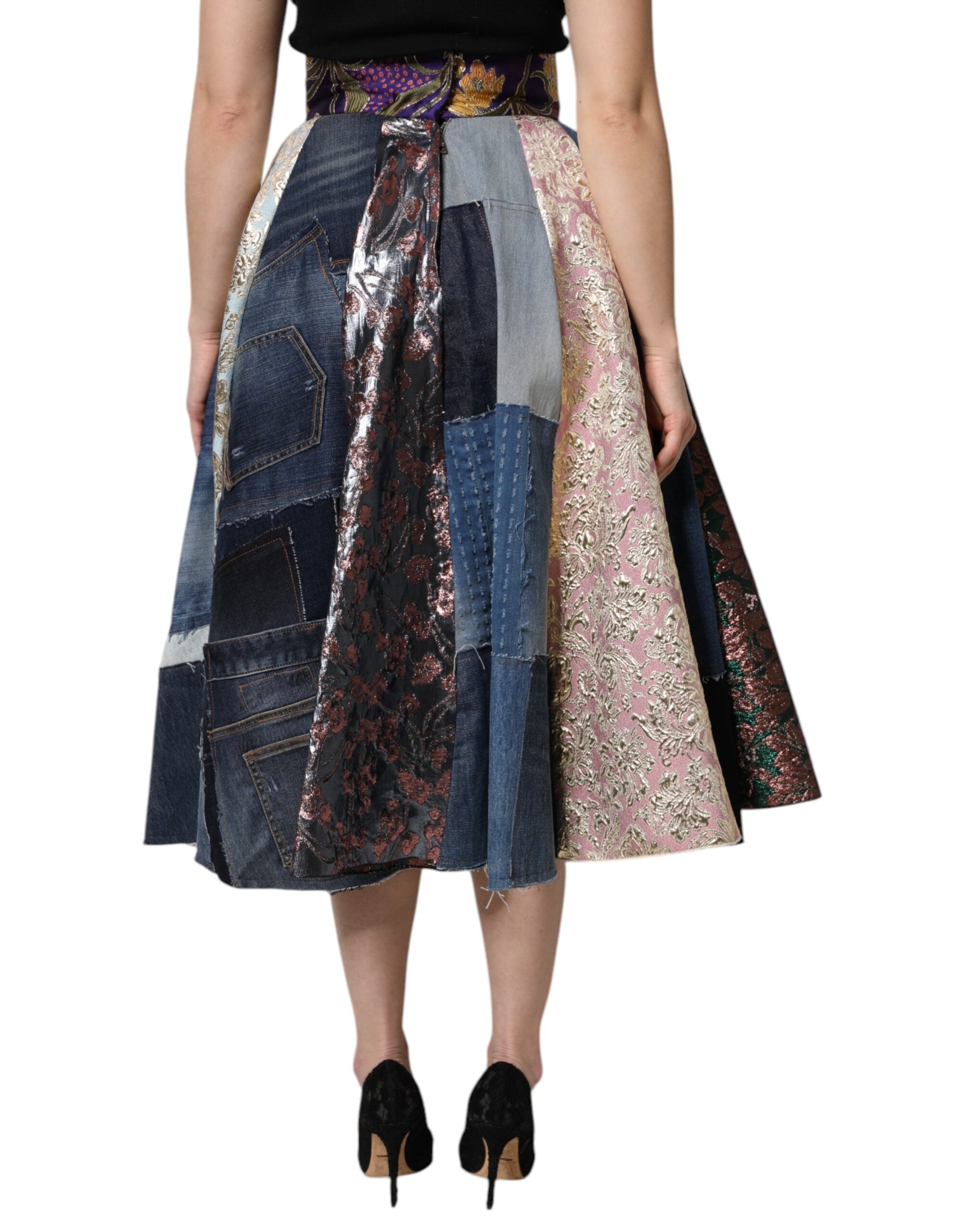 Dolce & Gabbana Multicolor Patchwork High-Waisted Midi Skirt-4