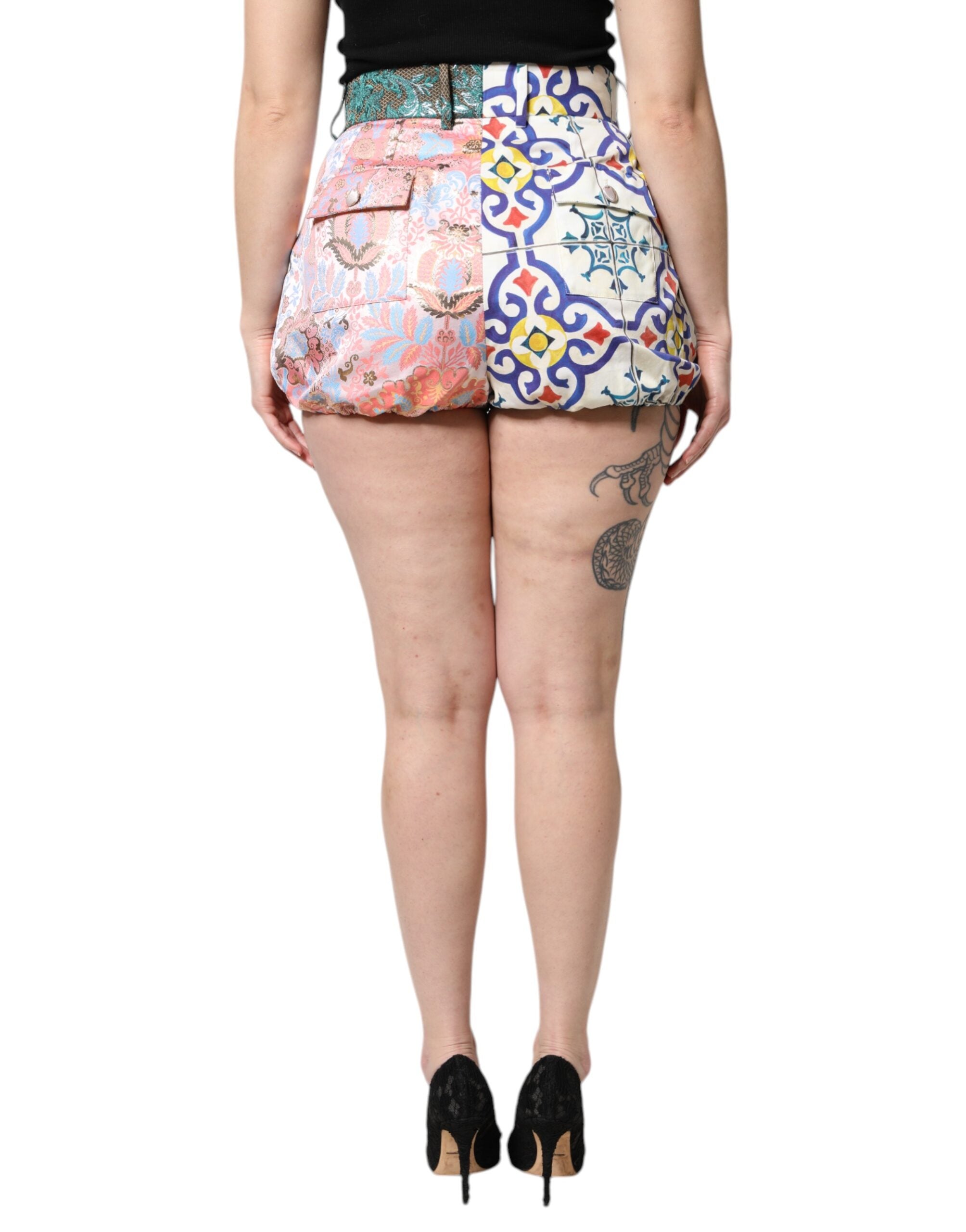 Dolce & Gabbana Multicolor Cotton Patchwork Hot Pants Shorts-4