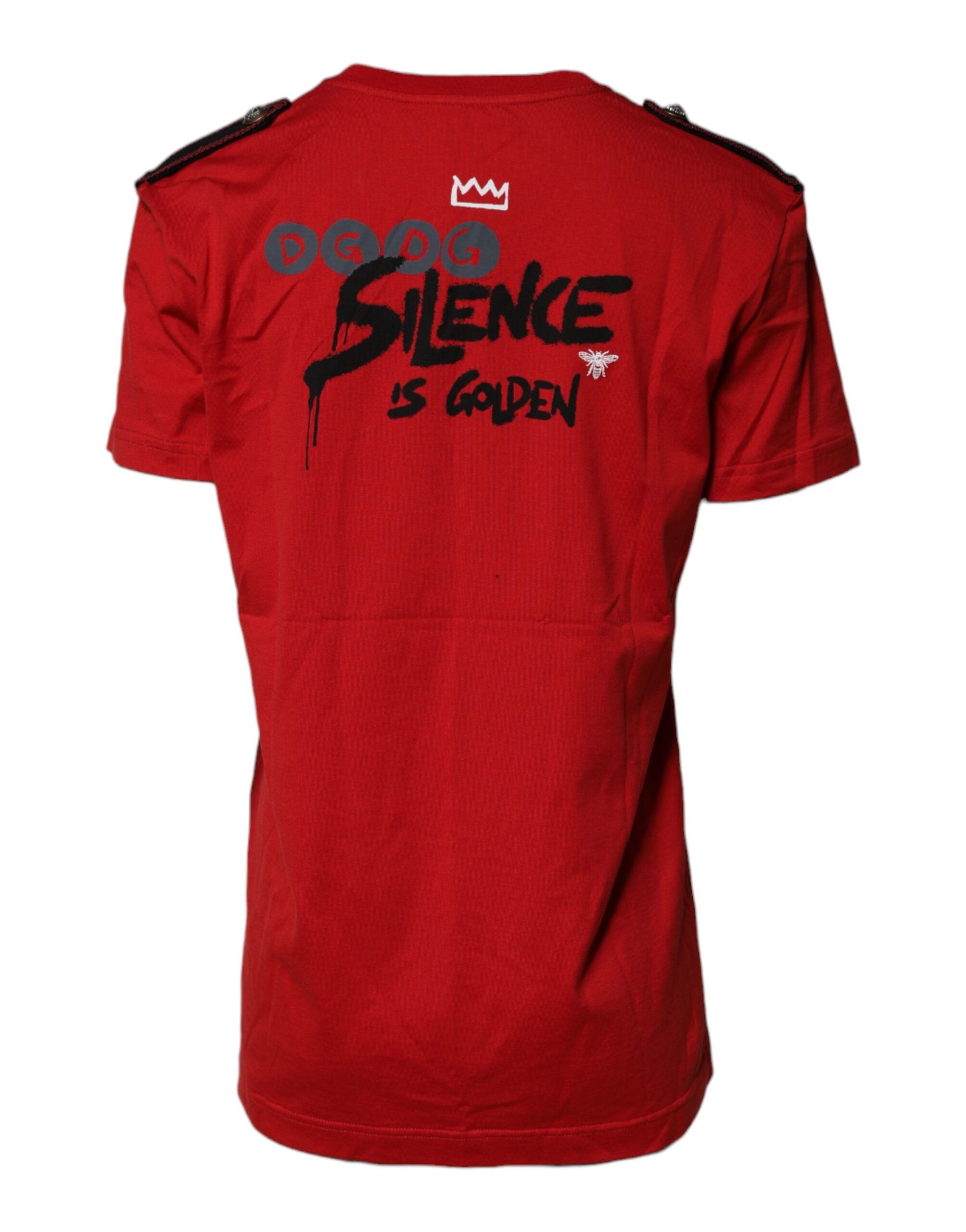 Dolce & Gabbana red cotton T-shirt with round neck and short sleeves-4
