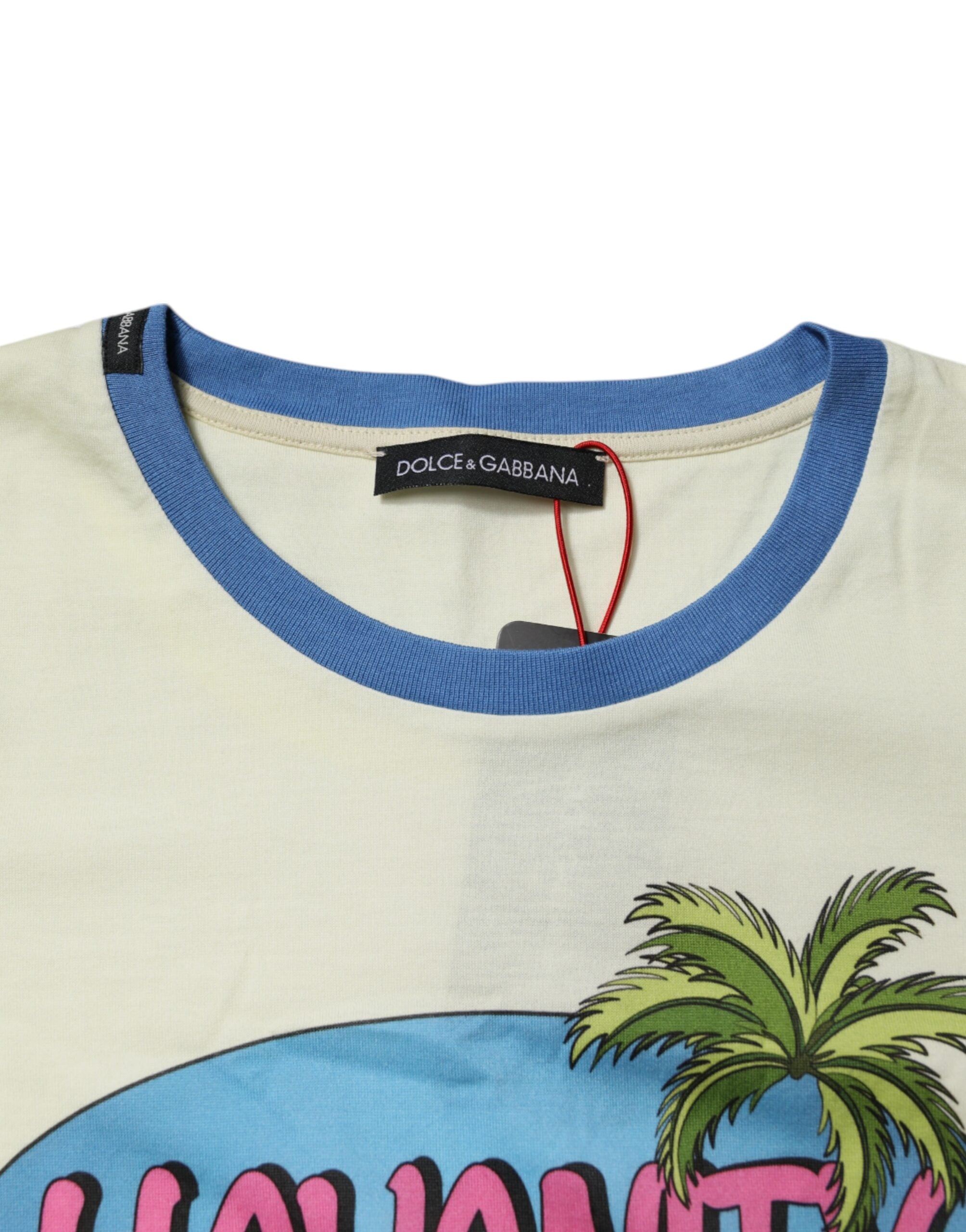 Dolce & Gabbana light yellow cotton short-sleeved T-shirt-5