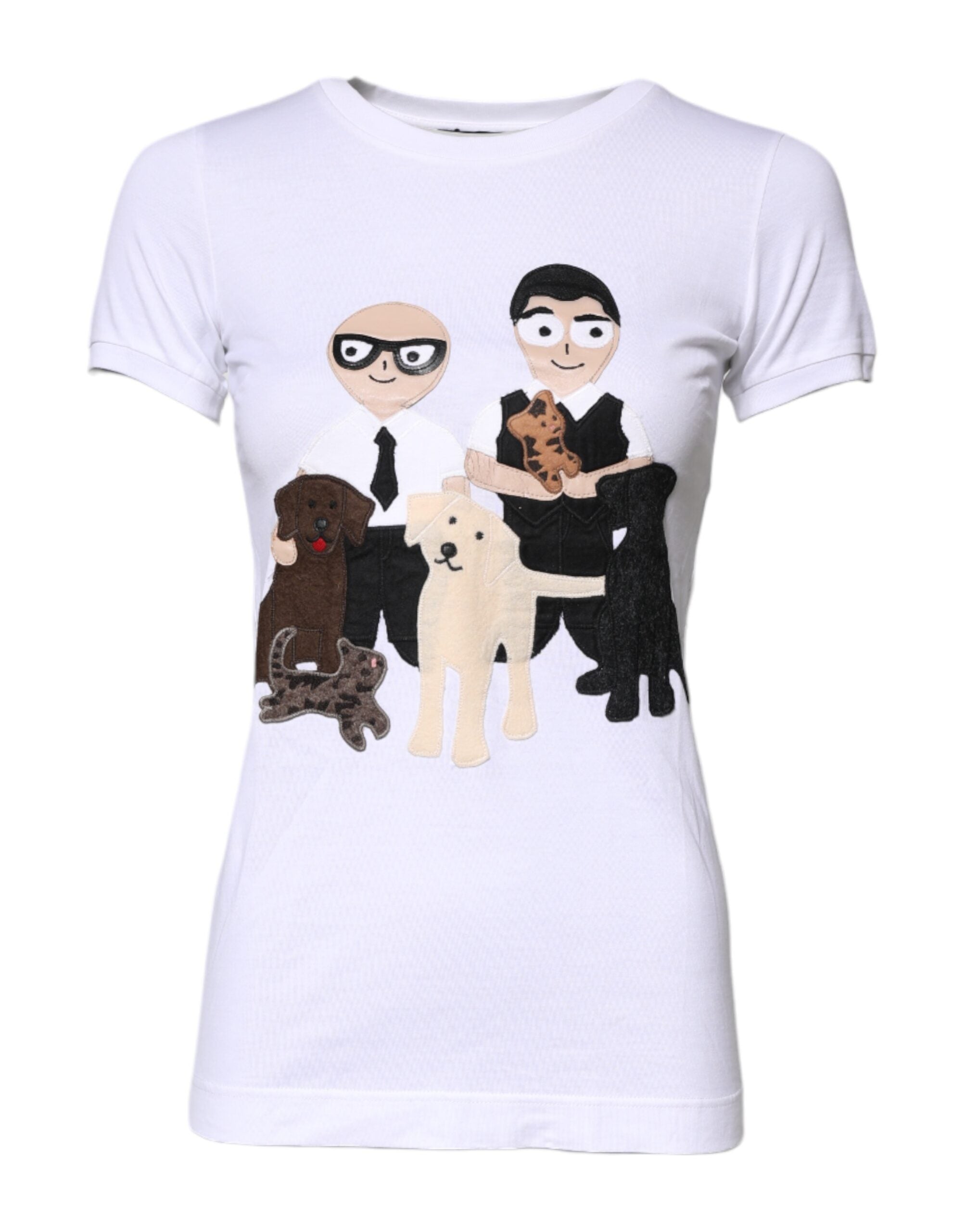Dolce & Gabbana white cotton T-shirt with #DGFAMILY embroidery-1
