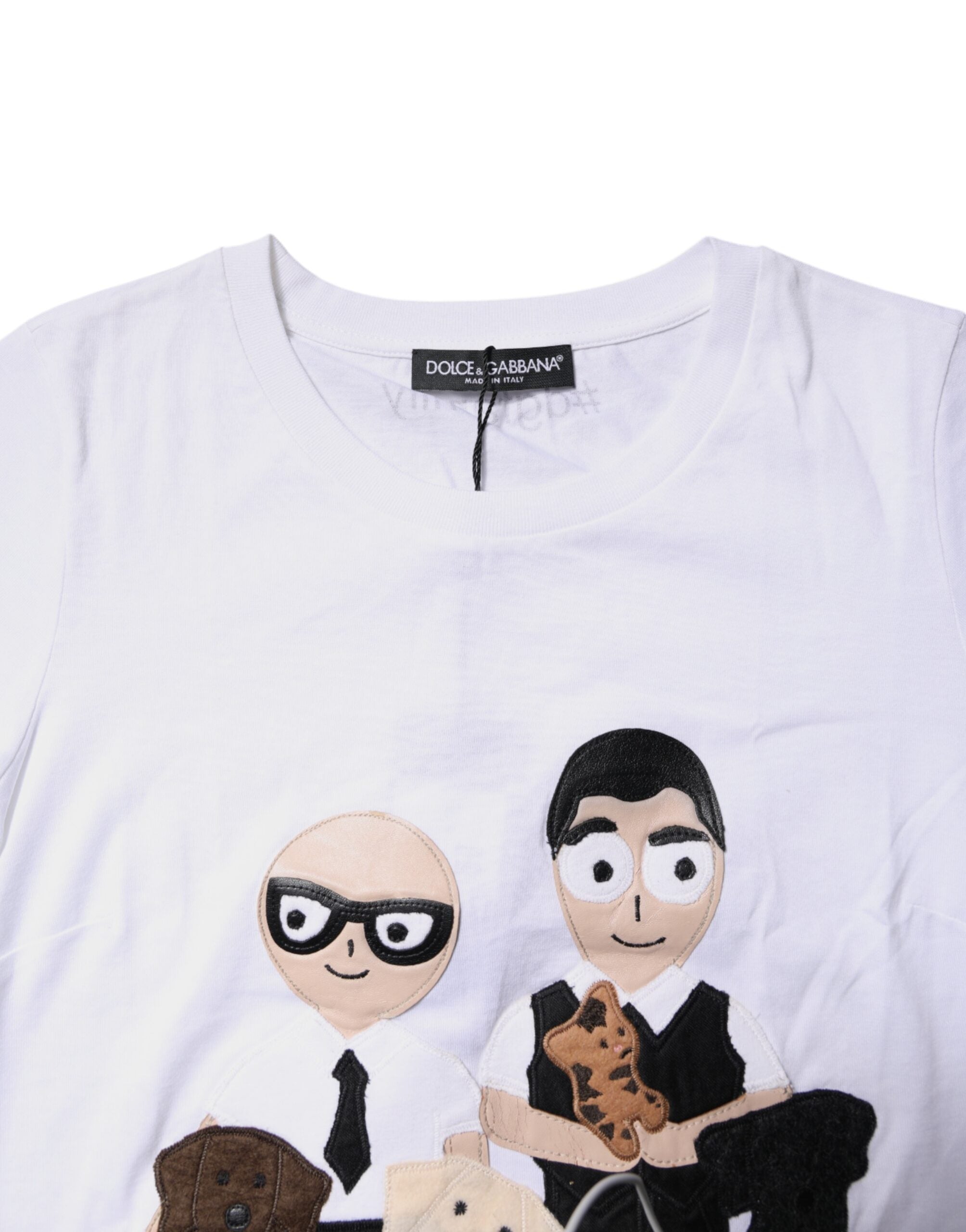 Dolce & Gabbana white cotton T-shirt with #DGFAMILY embroidery-5