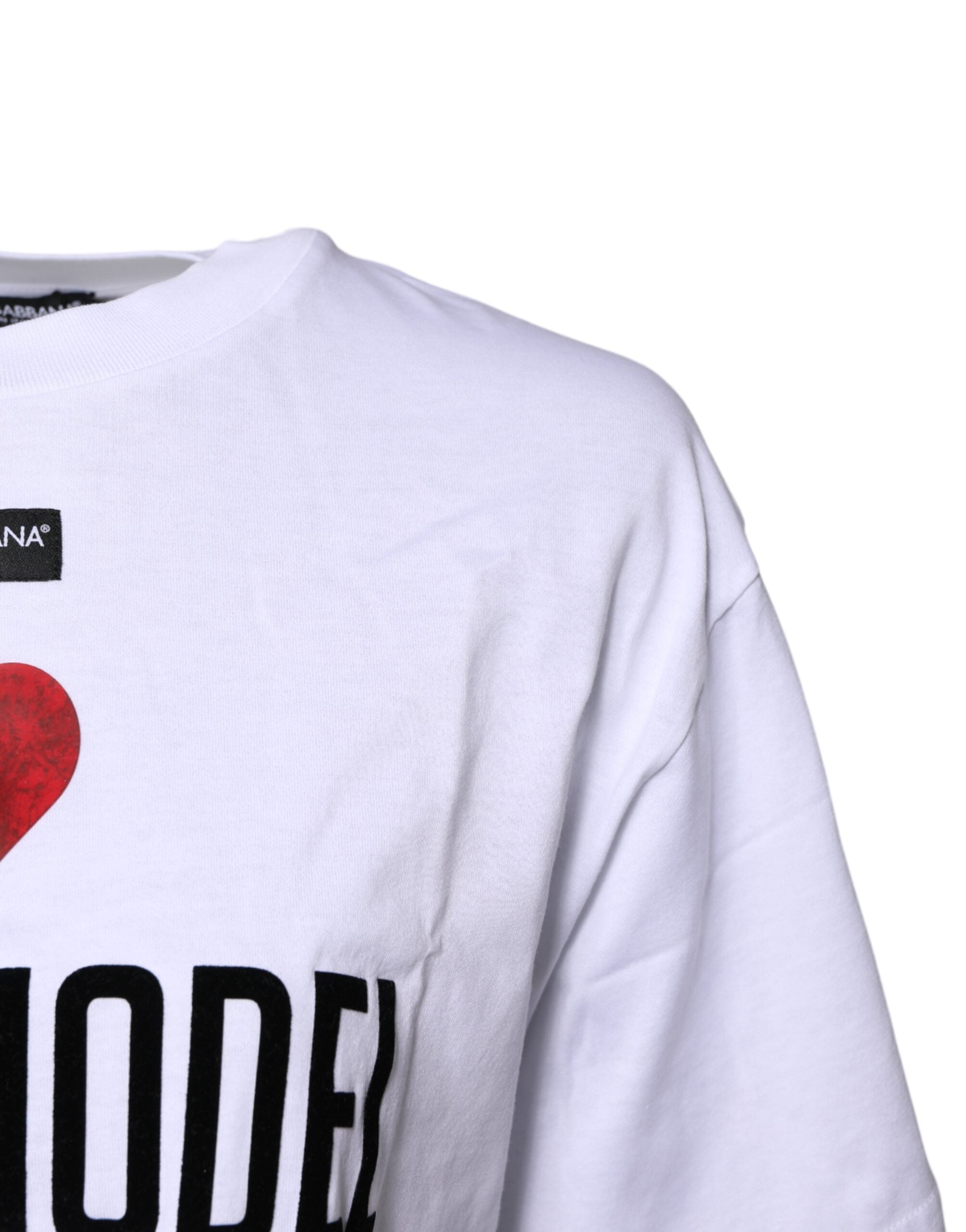Dolce & Gabbana Weißes bedrucktes Baumwoll-T-Shirt mit Rundhalsausschnitt-3