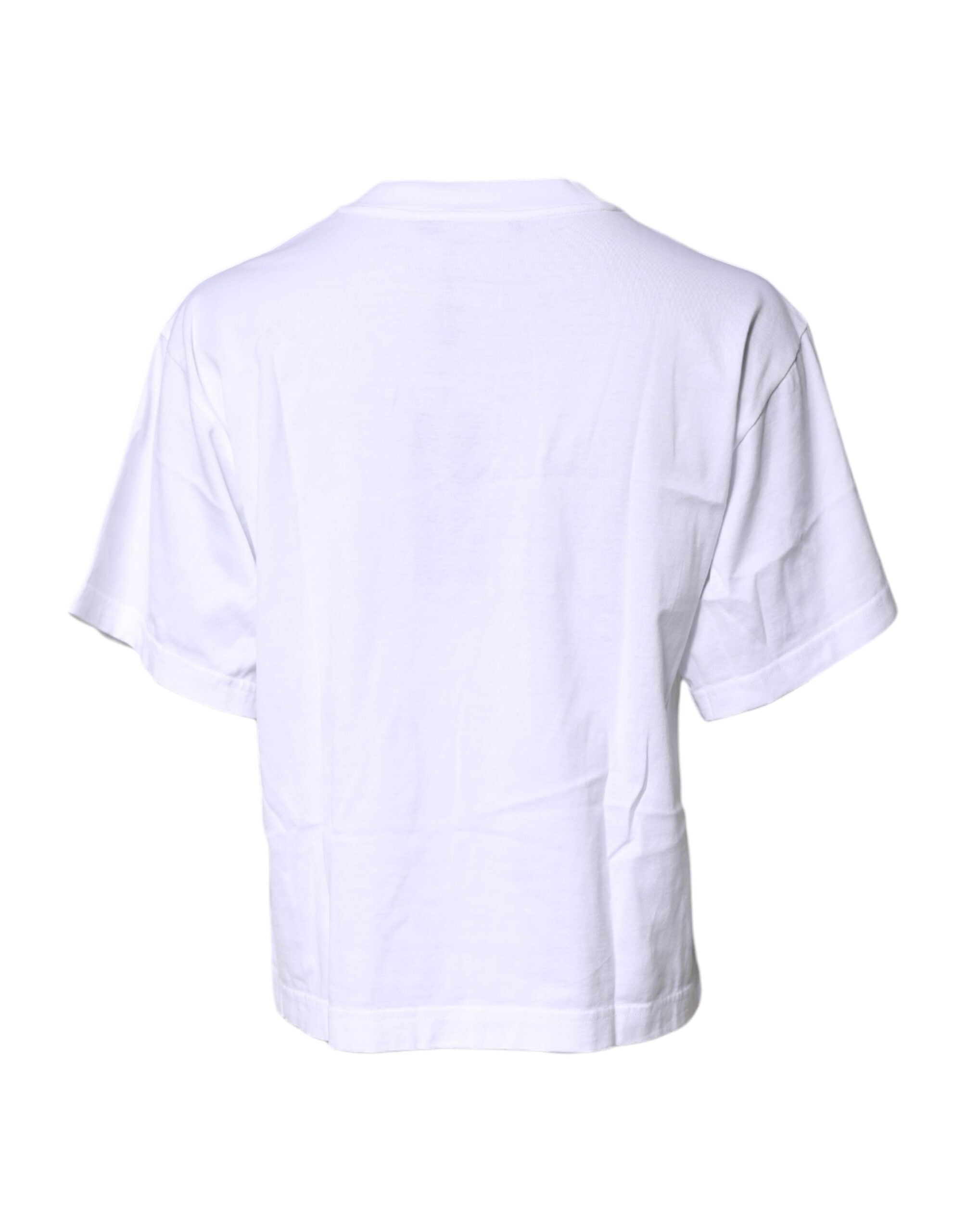 Dolce & Gabbana Weißes bedrucktes Baumwoll-T-Shirt mit Rundhalsausschnitt-4