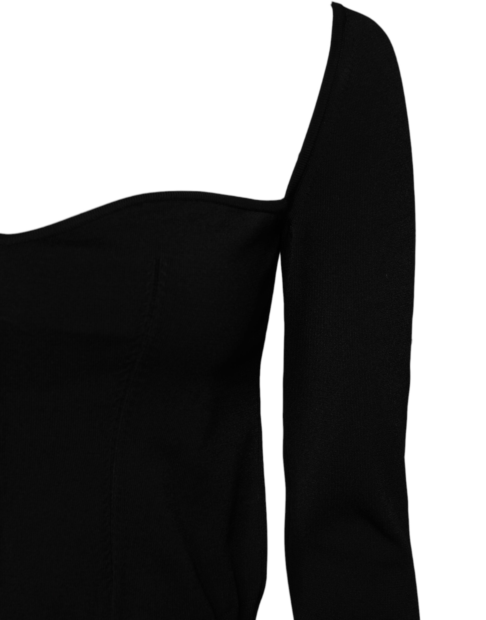 Dolce & Gabbana black square-neck long-sleeved sweater-5