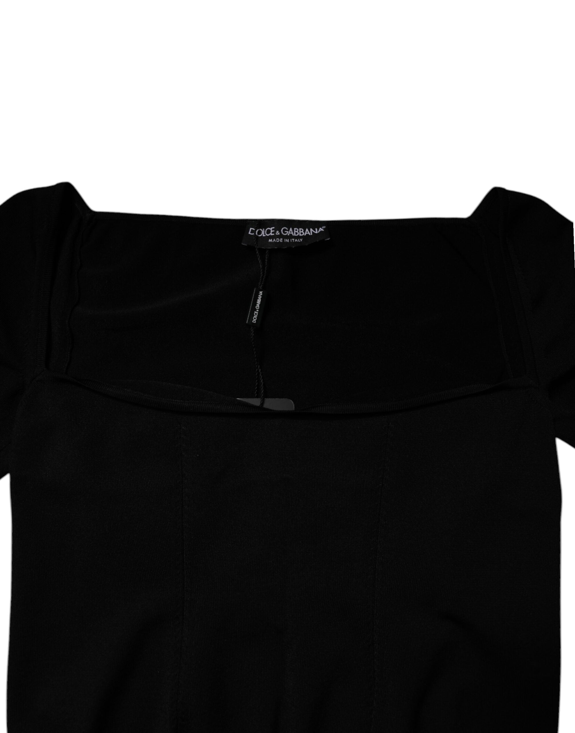 Dolce & Gabbana black square-neck long-sleeved sweater-3