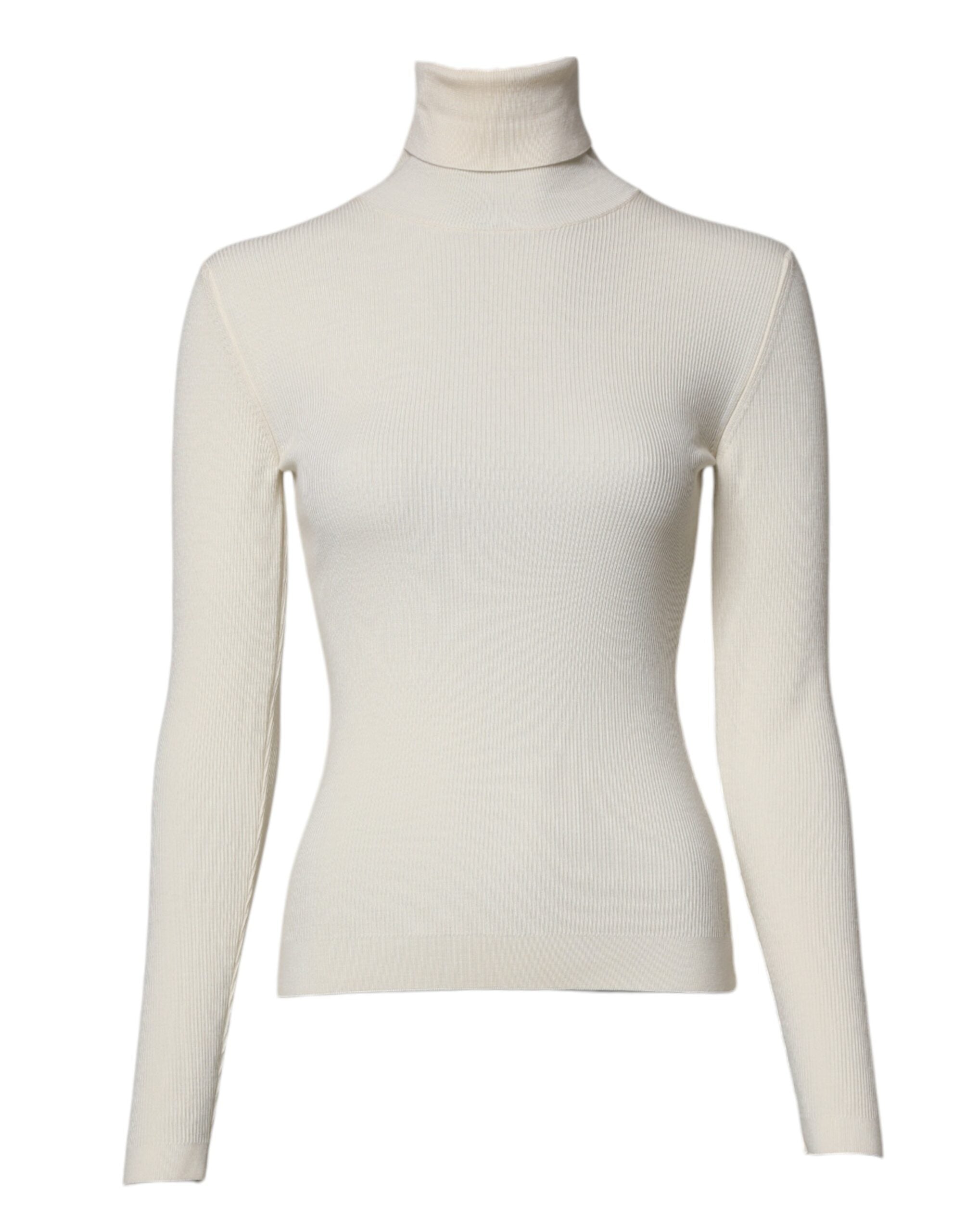 Dolce & Gabbana cream-colored long-sleeved roll-neck sweater-1