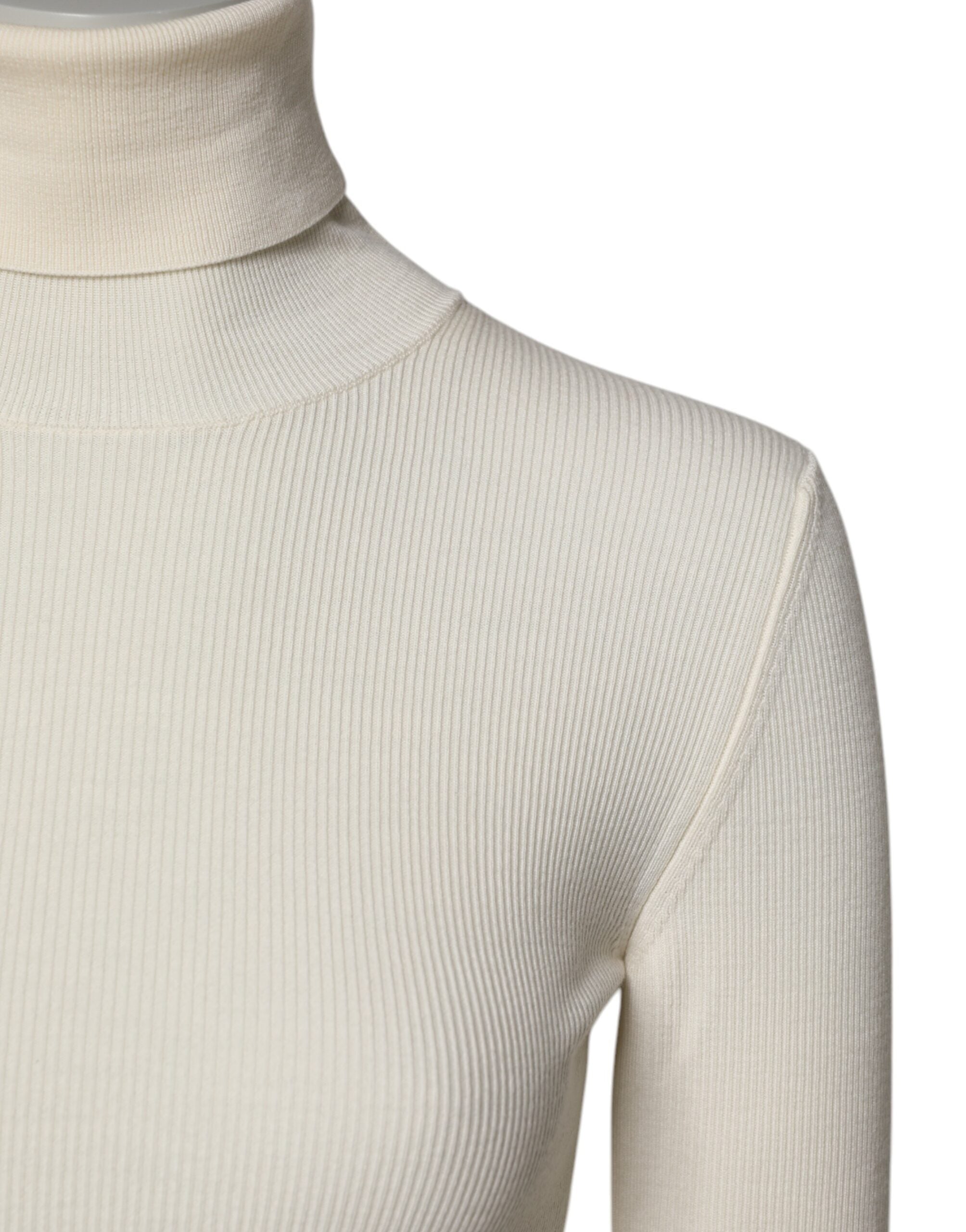 Dolce & Gabbana cream-colored long-sleeved roll-neck sweater-3