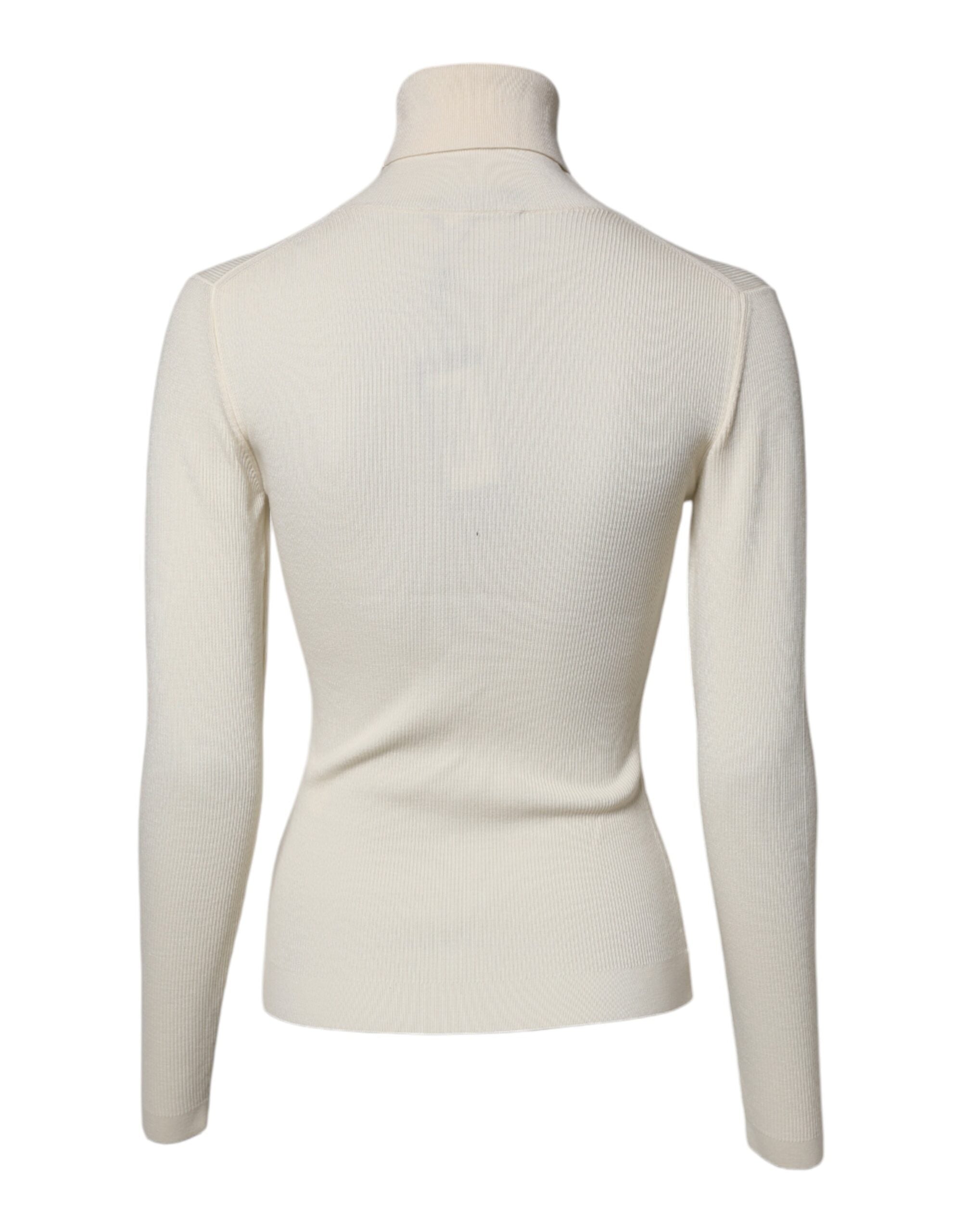 Dolce & Gabbana cream-colored long-sleeved roll-neck sweater-4