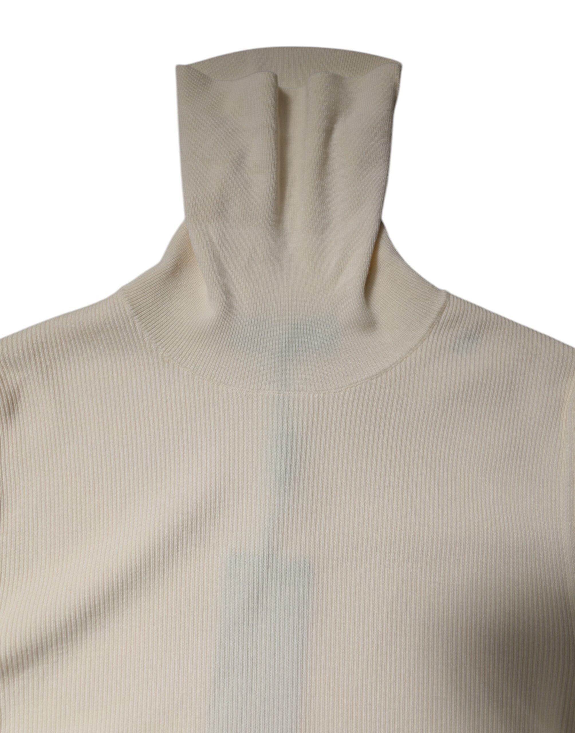 Dolce & Gabbana cream-colored long-sleeved roll-neck sweater-5