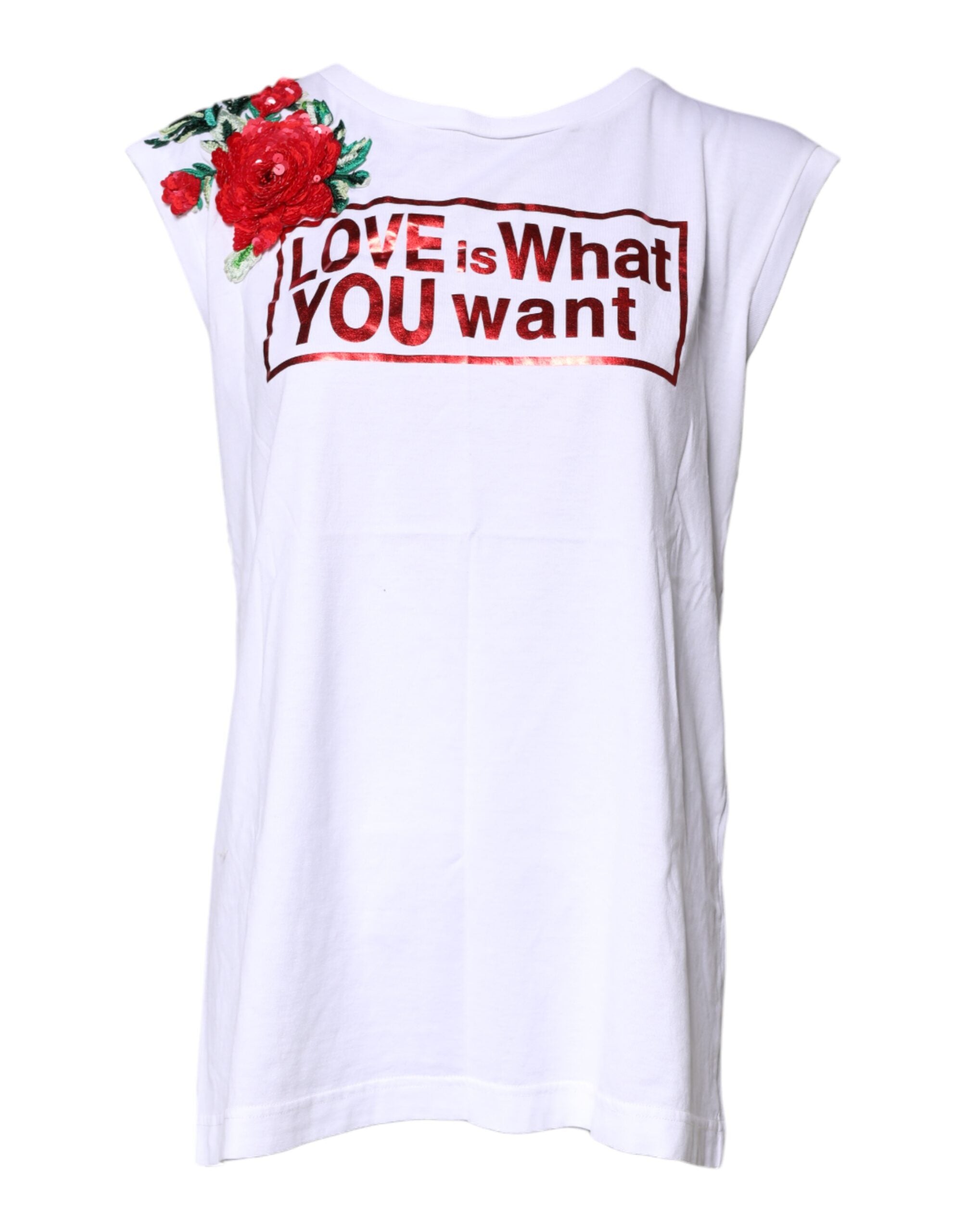 Dolce & Gabbana White sleeveless tank top with floral print-2