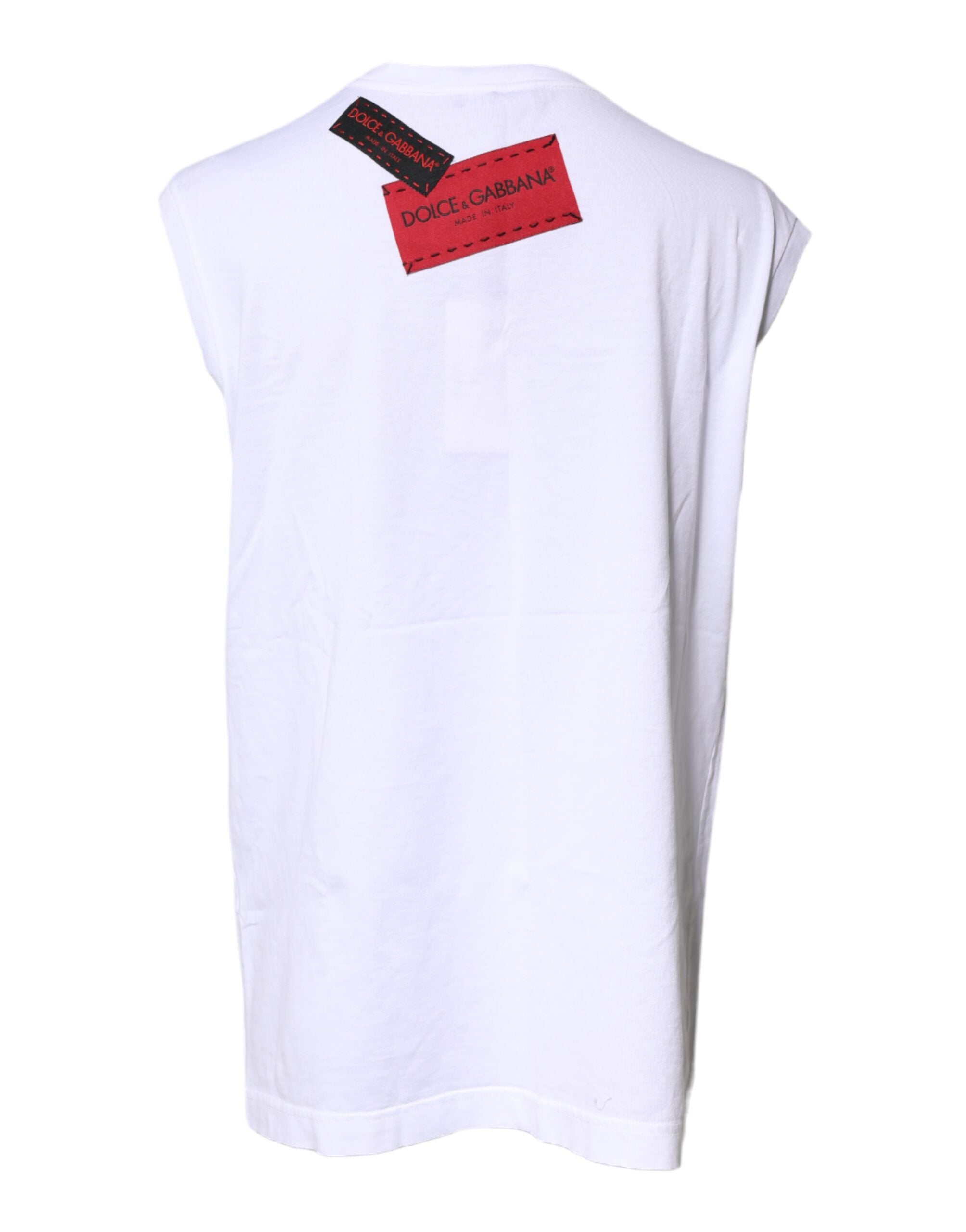 Dolce & Gabbana White sleeveless tank top with floral print-4
