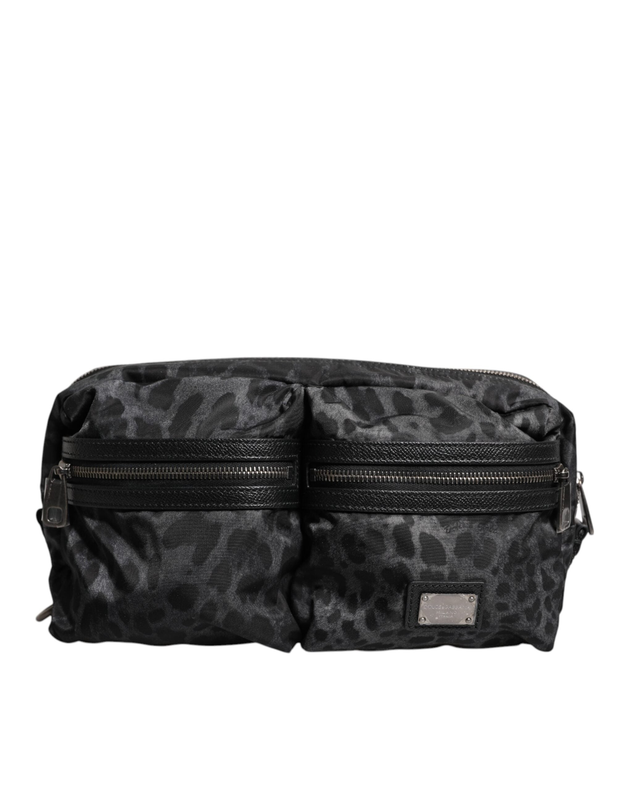 Dolce & Gabbana Black Grey Leopard DG Logo Belt Waist Belt Bag-1