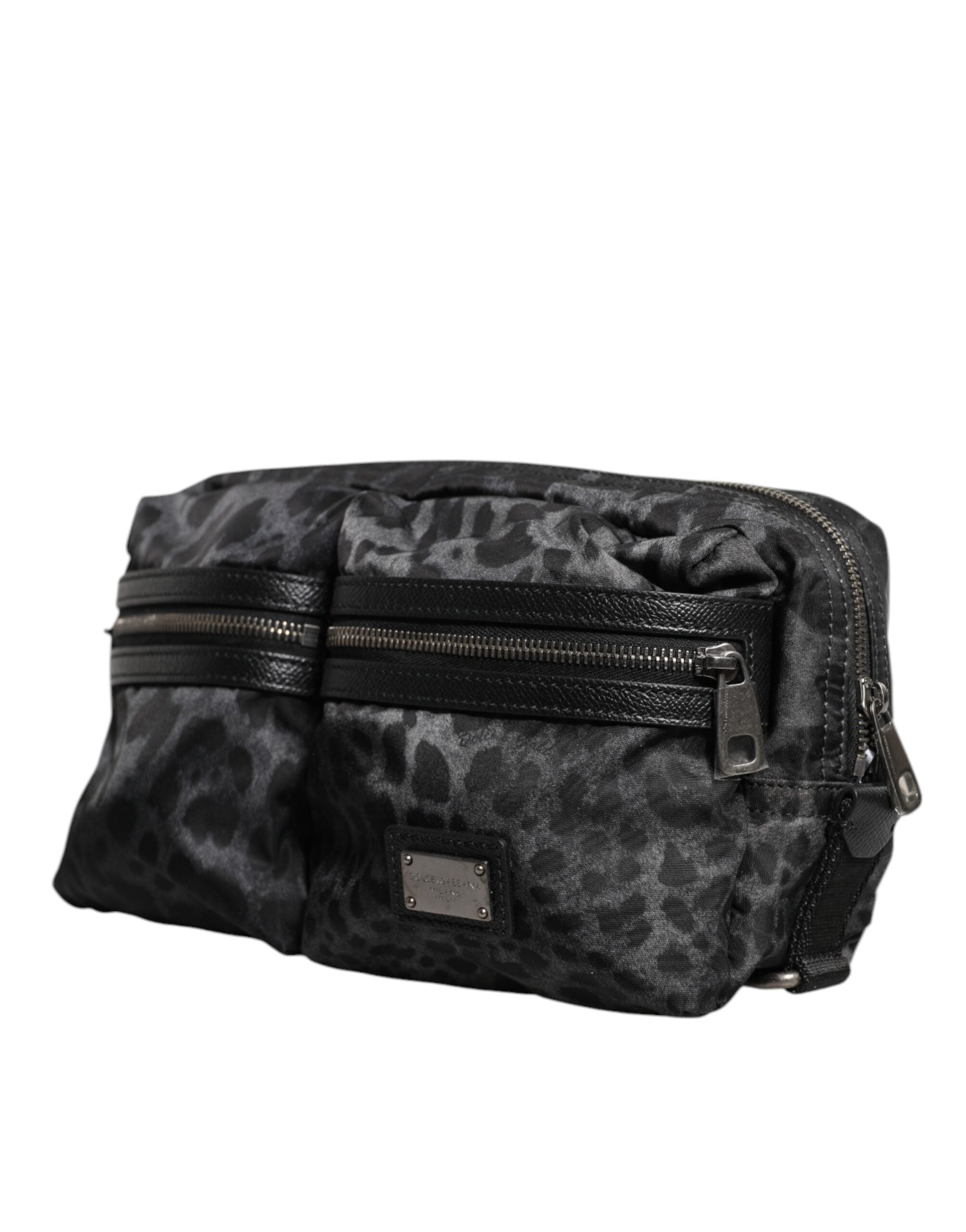 Dolce & Gabbana Black Grey Leopard DG Logo Belt Waist Belt Bag-3