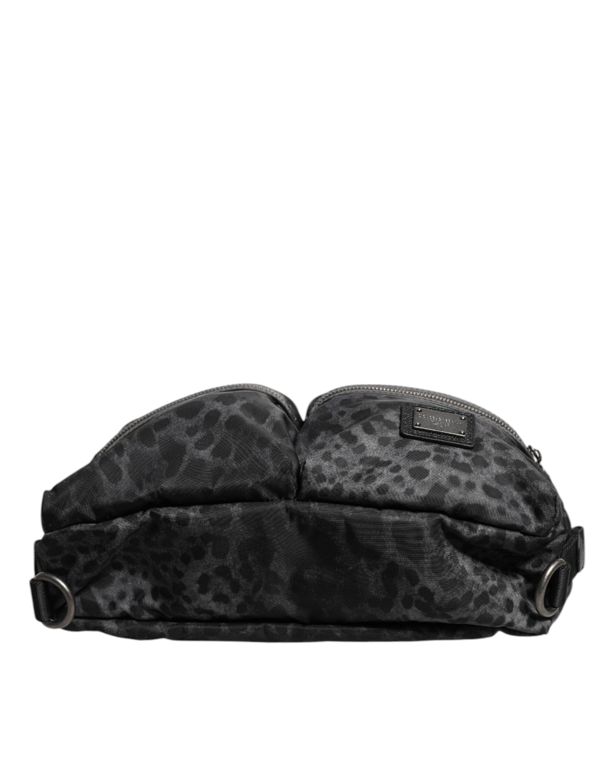 Dolce & Gabbana Black Grey Leopard DG Logo Belt Waist Belt Bag-5