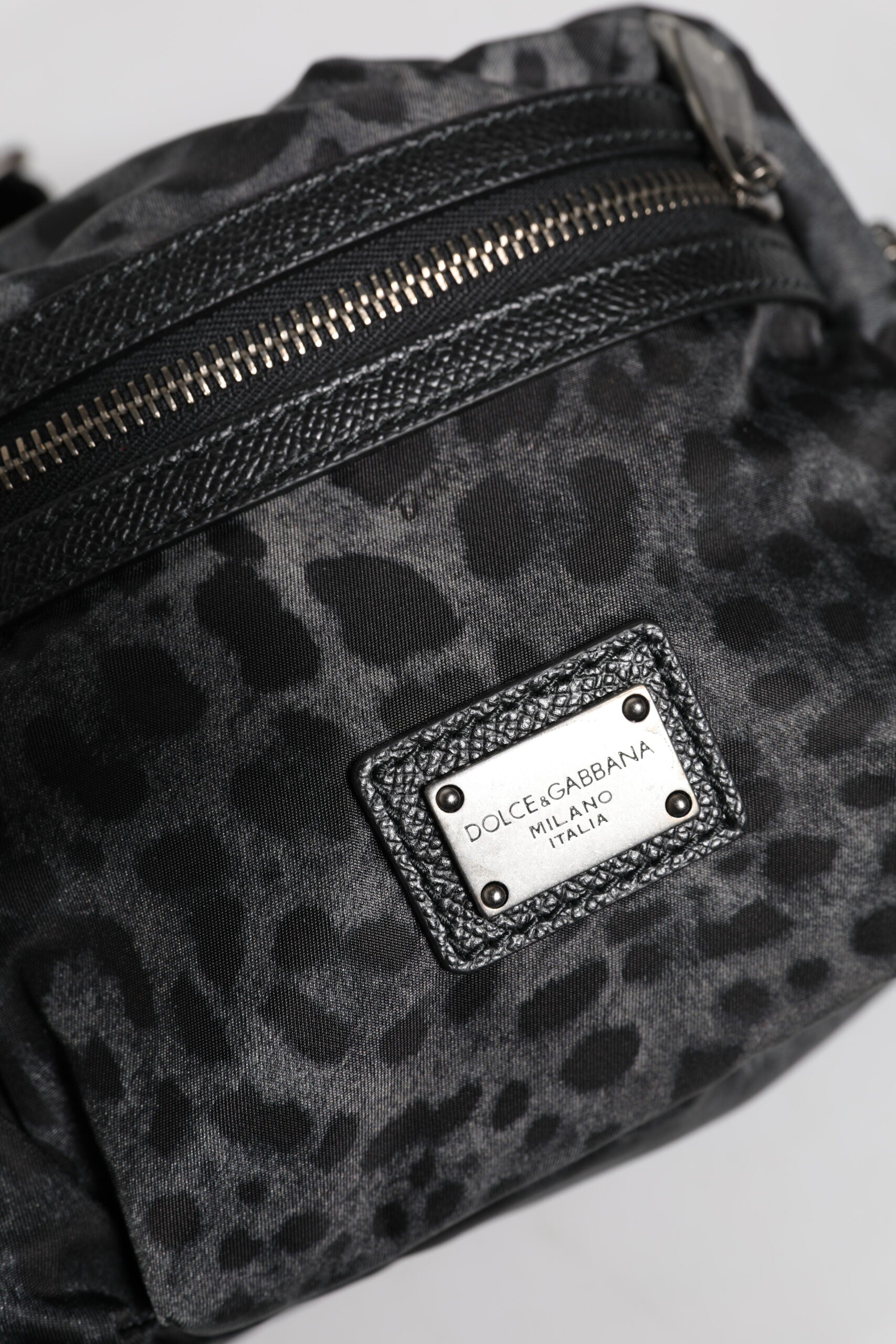 Dolce & Gabbana Black Grey Leopard DG Logo Belt Waist Belt Bag-6