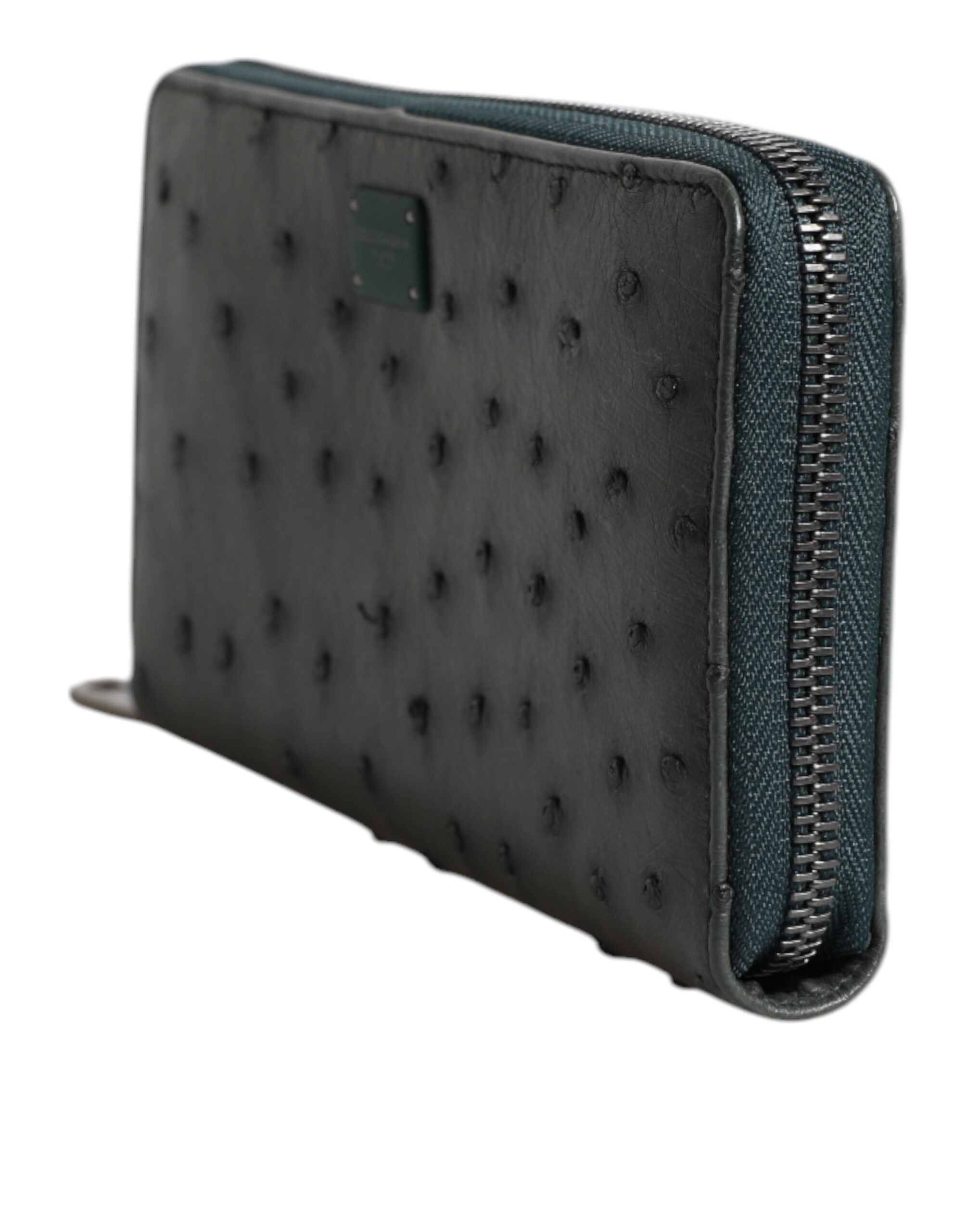 Dolce & Gabbana Green Ostrich Logo Plaque Zip Around Continental Wallet-4
