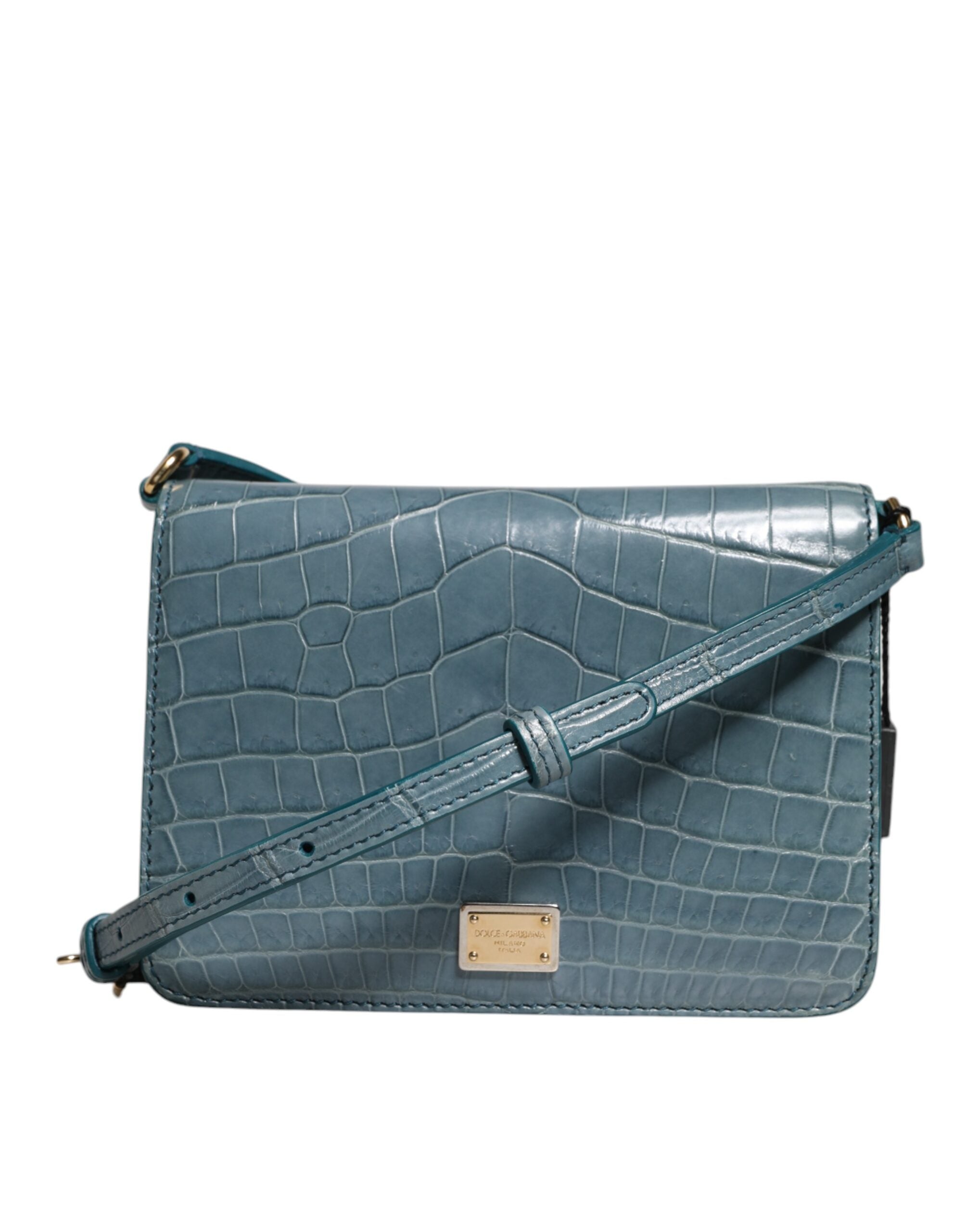 Dolce & Gabbana Green Exotic Leather DG Plaque Crossbody Mini Bag-3