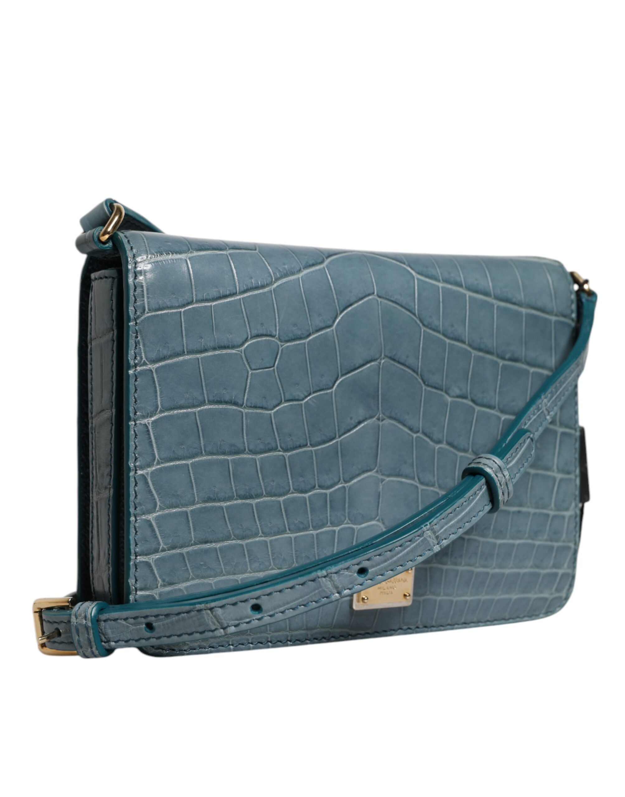 Dolce & Gabbana Green Exotic Leather DG Plaque Crossbody Mini Bag-4