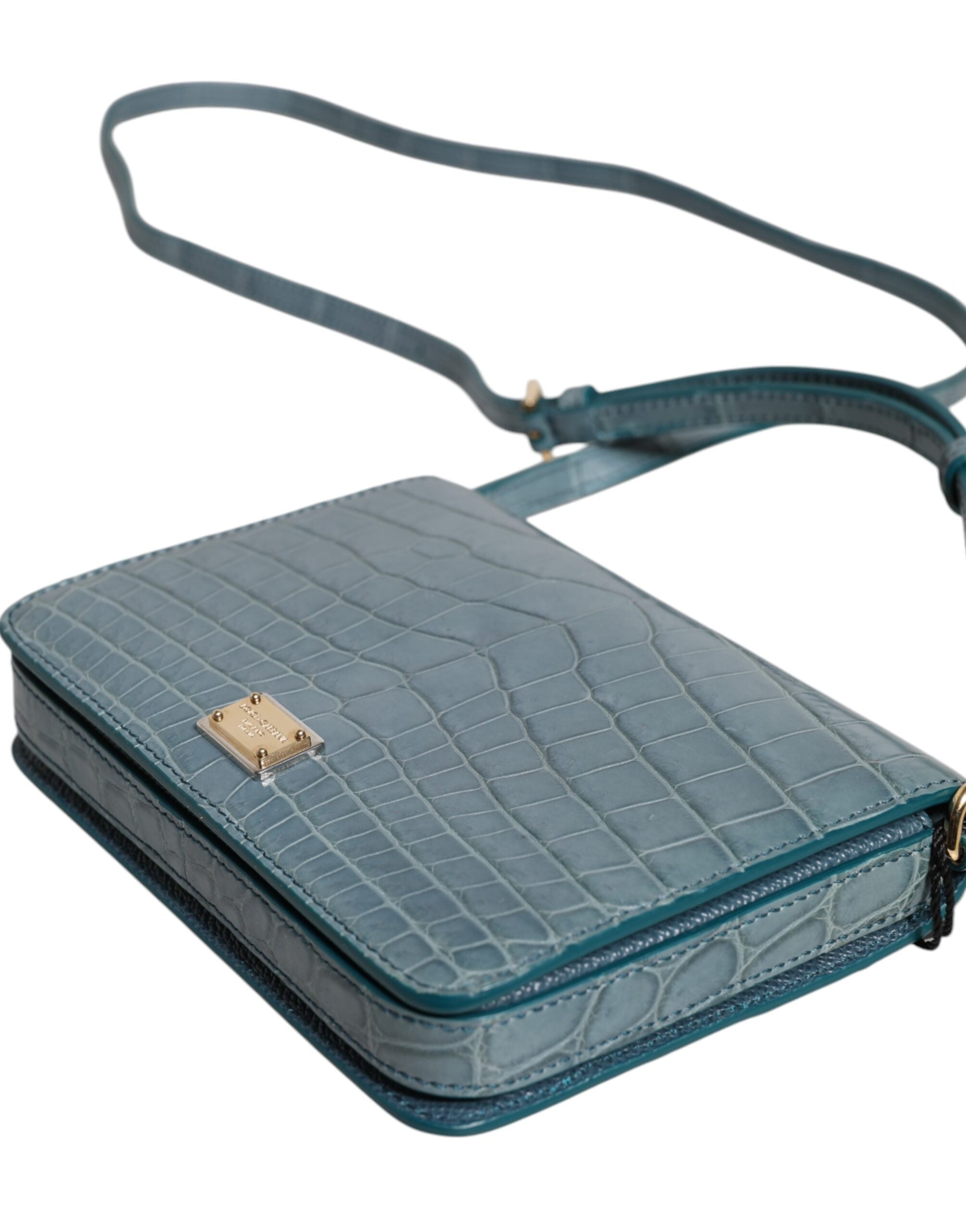 Dolce & Gabbana Green Exotic Leather DG Plaque Crossbody Mini Bag-7