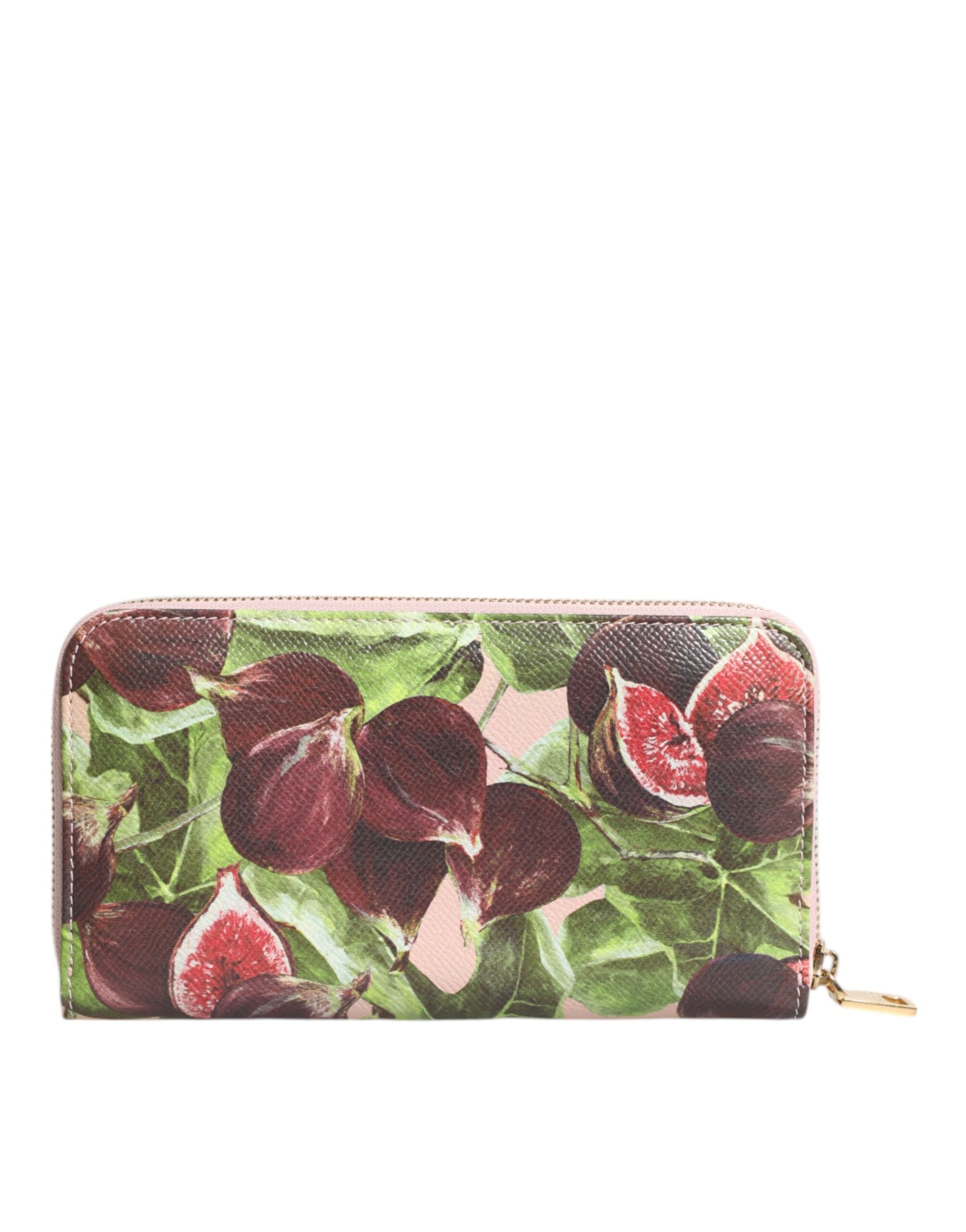 Dolce & Gabbana Multicolor Fig Fruit Dauphine Leather Zip Around Continental Wallet-5