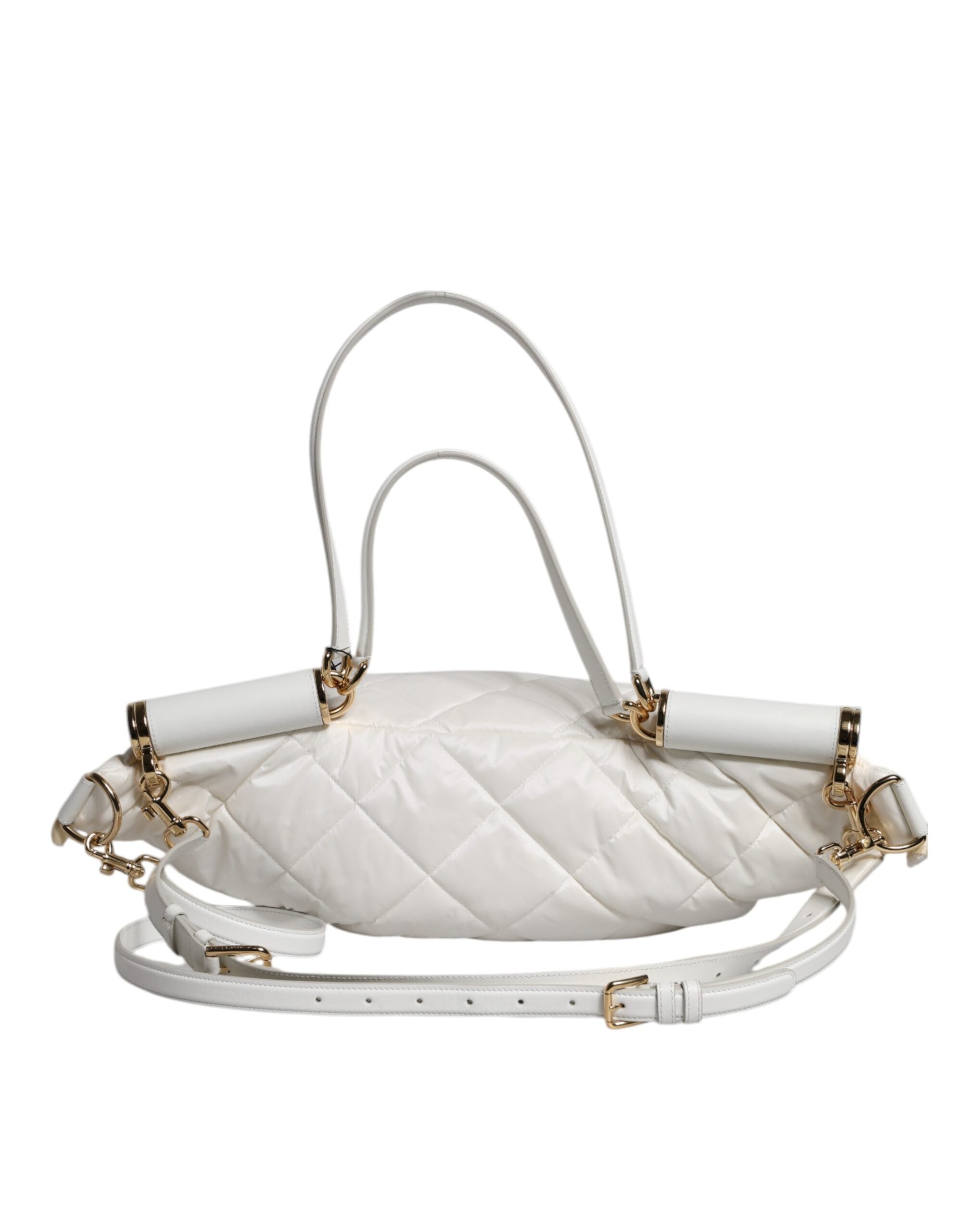Dolce & Gabbana White Quilted Logo Plaque Belt Waist Belt Bag-5
