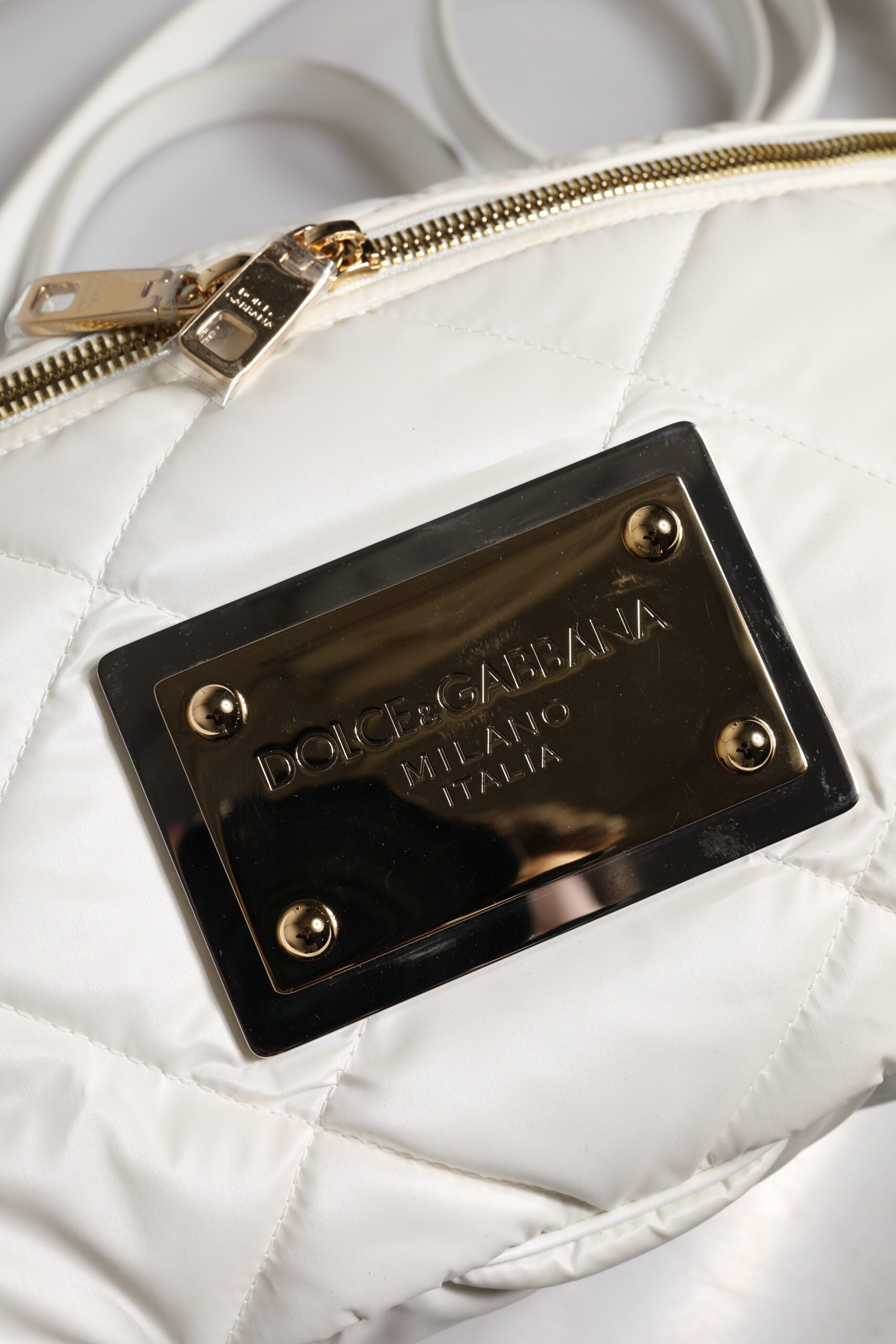 Dolce & Gabbana White Quilted Logo Plaque Belt Waist Belt Bag-6