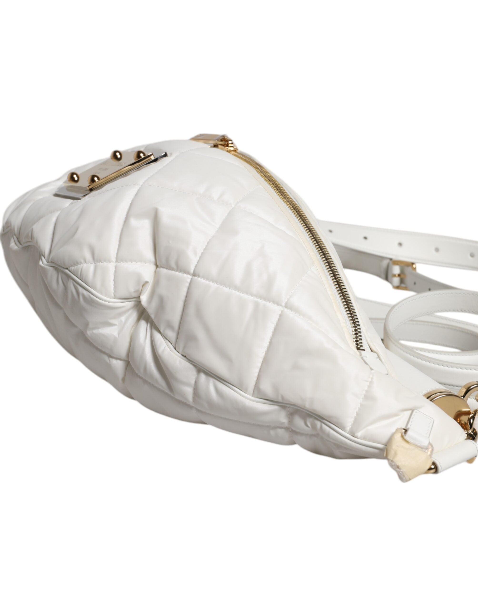 Dolce & Gabbana White Quilted Logo Plaque Belt Waist Belt Bag-7