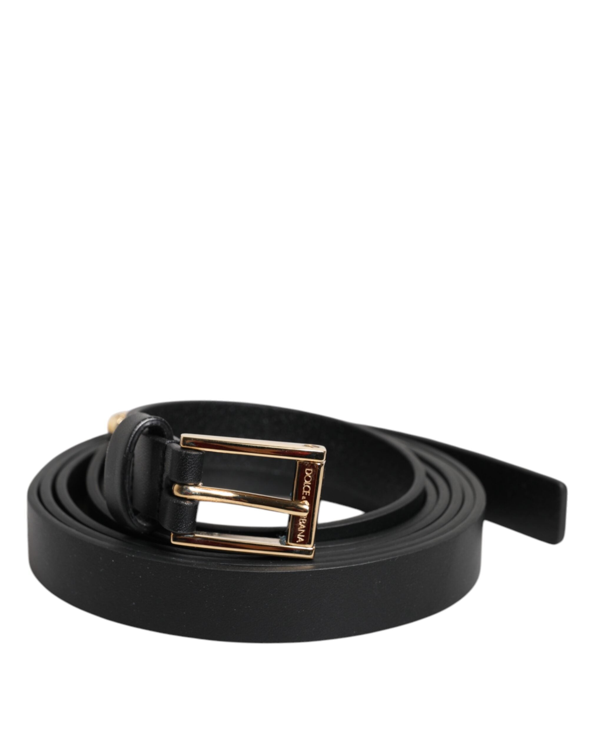 Dolce & Gabbana Gürtel aus schwarzem Kalbsleder mit goldener Metallschnalle-2