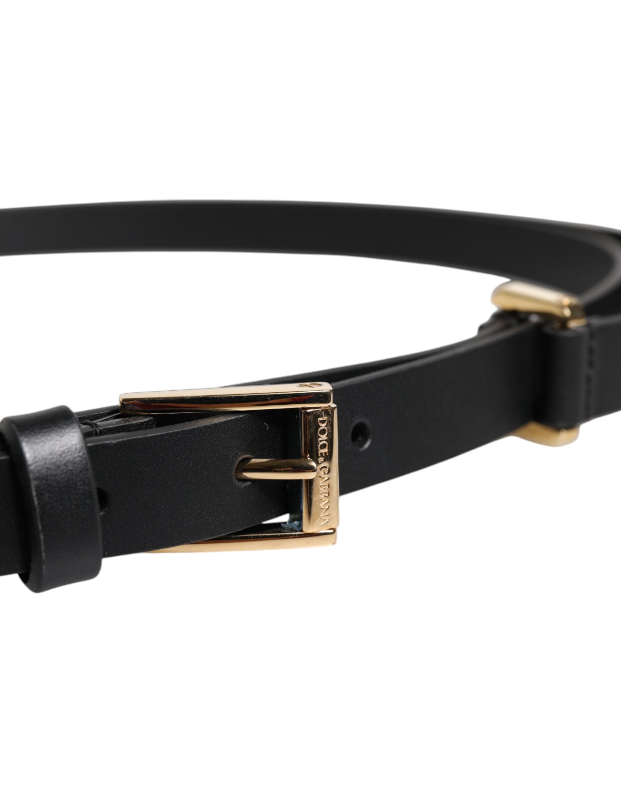 Dolce & Gabbana Gürtel aus schwarzem Kalbsleder mit goldener Metallschnalle-4