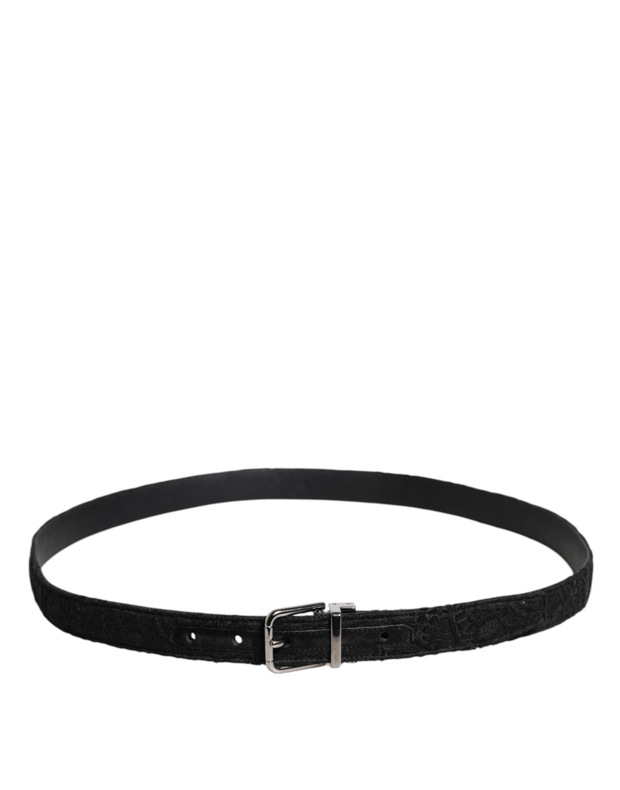 Dolce & Gabbana black cotton blend belt with silver metal buckle-3