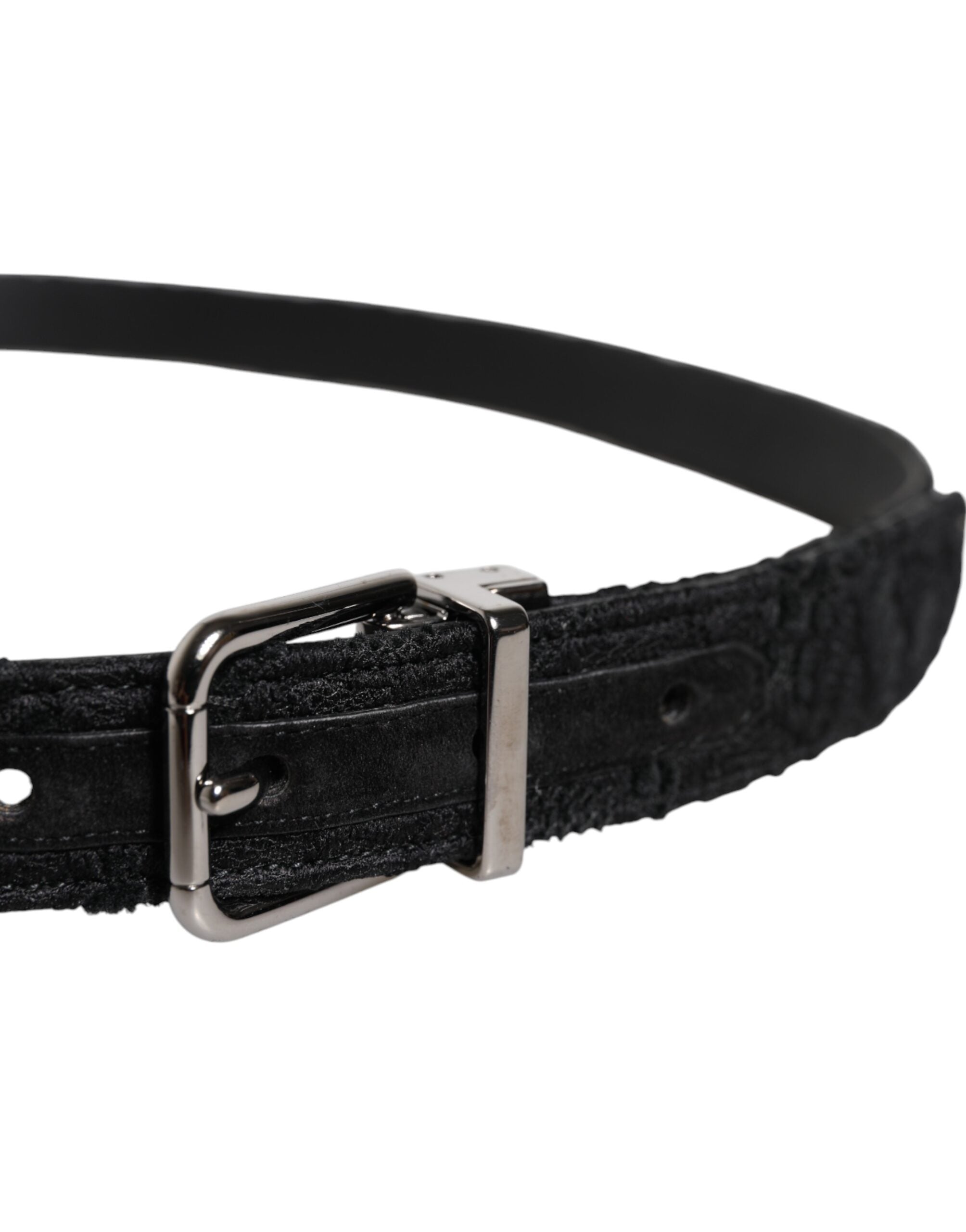 Dolce & Gabbana black cotton blend belt with silver metal buckle-4