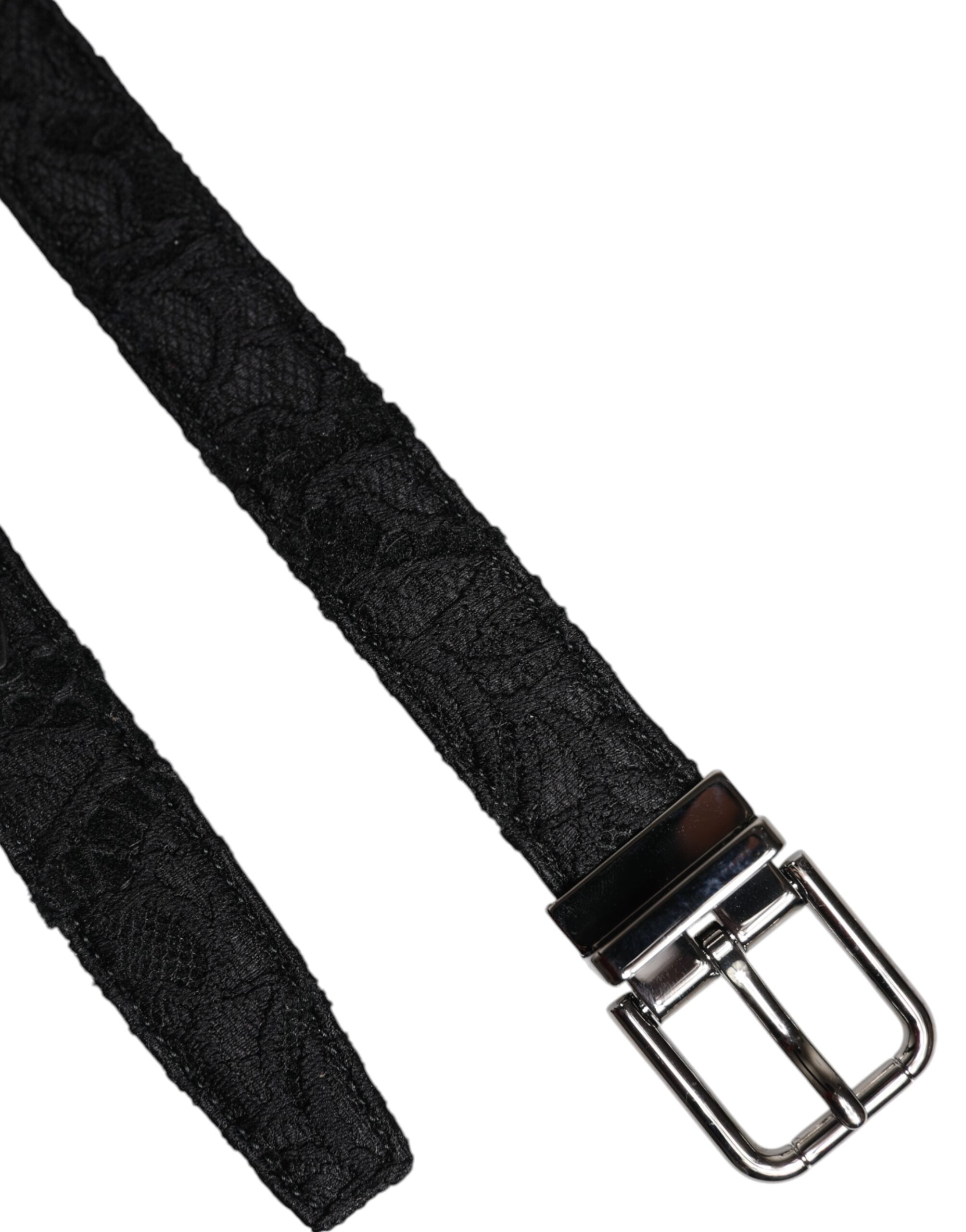 Dolce & Gabbana black cotton blend belt with silver metal buckle-6