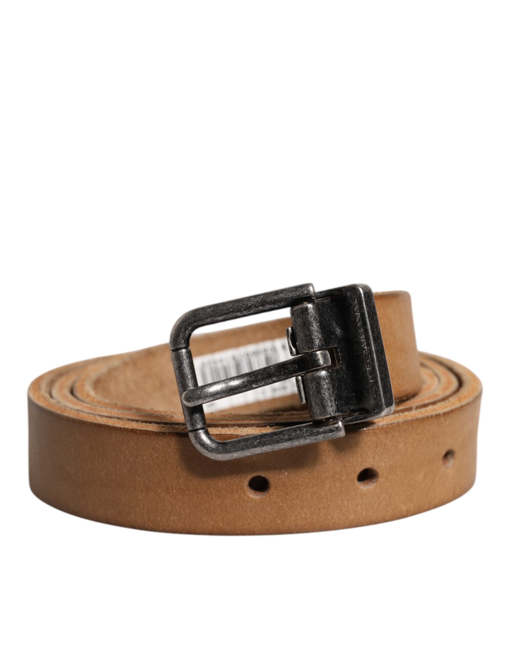 Dolce & Gabbana brown leather belt with silver-tone metal buckle-1